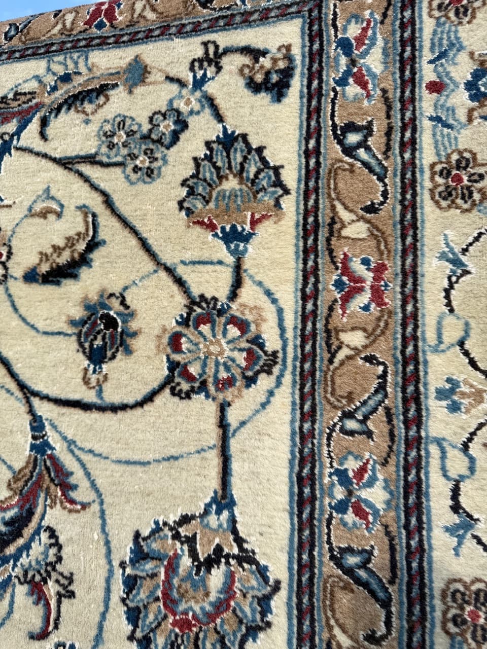 Dywan Nain, 330x245 cm, beżowy, wełna z jedwabiem, Iran, lata 90. - 290299