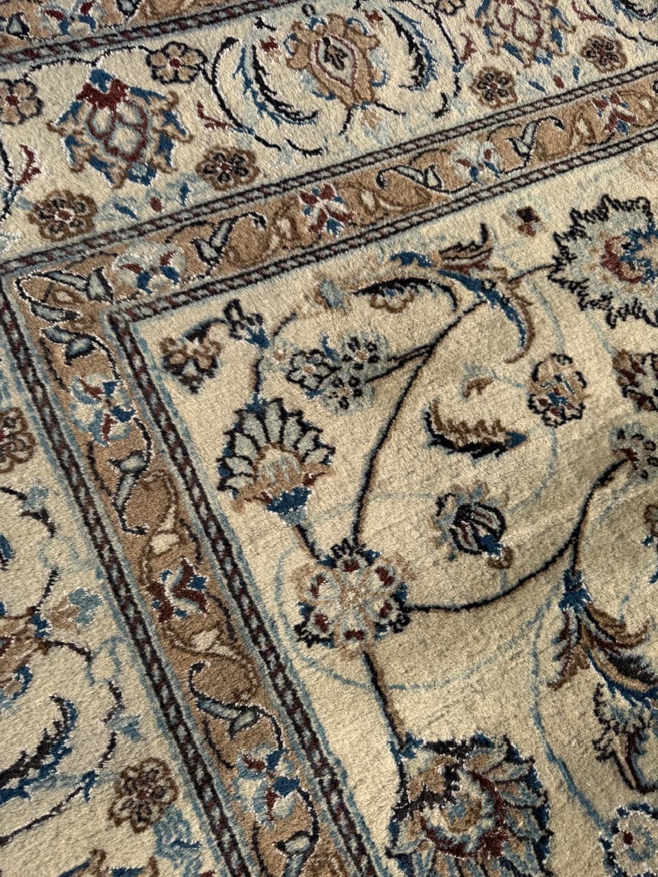 Dywan Nain, 330x245 cm, beżowy, wełna z jedwabiem, Iran, lata 90. - 290308