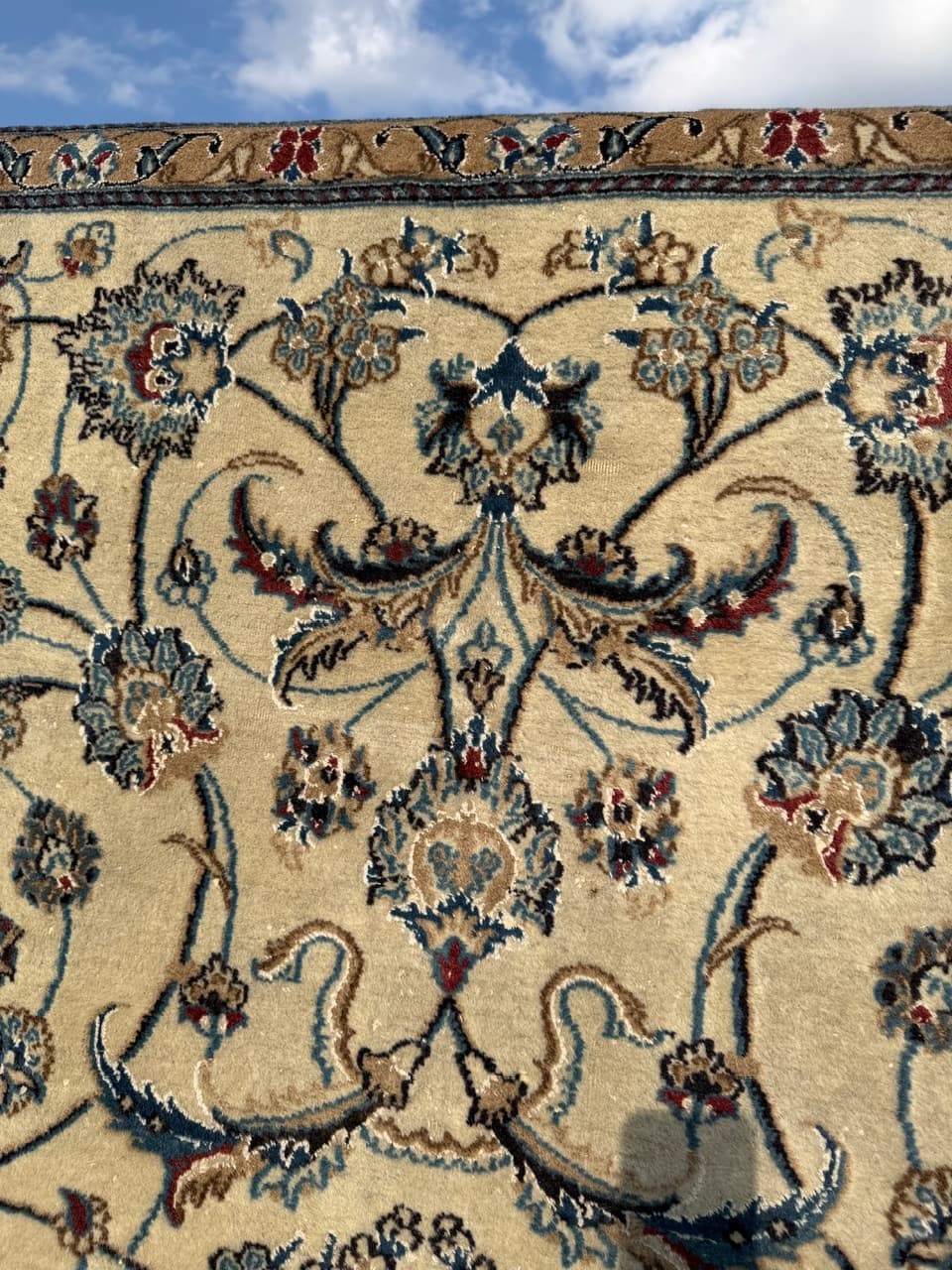 Dywan Nain, 330x245 cm, beżowy, wełna z jedwabiem, Iran, lata 90. - 290302