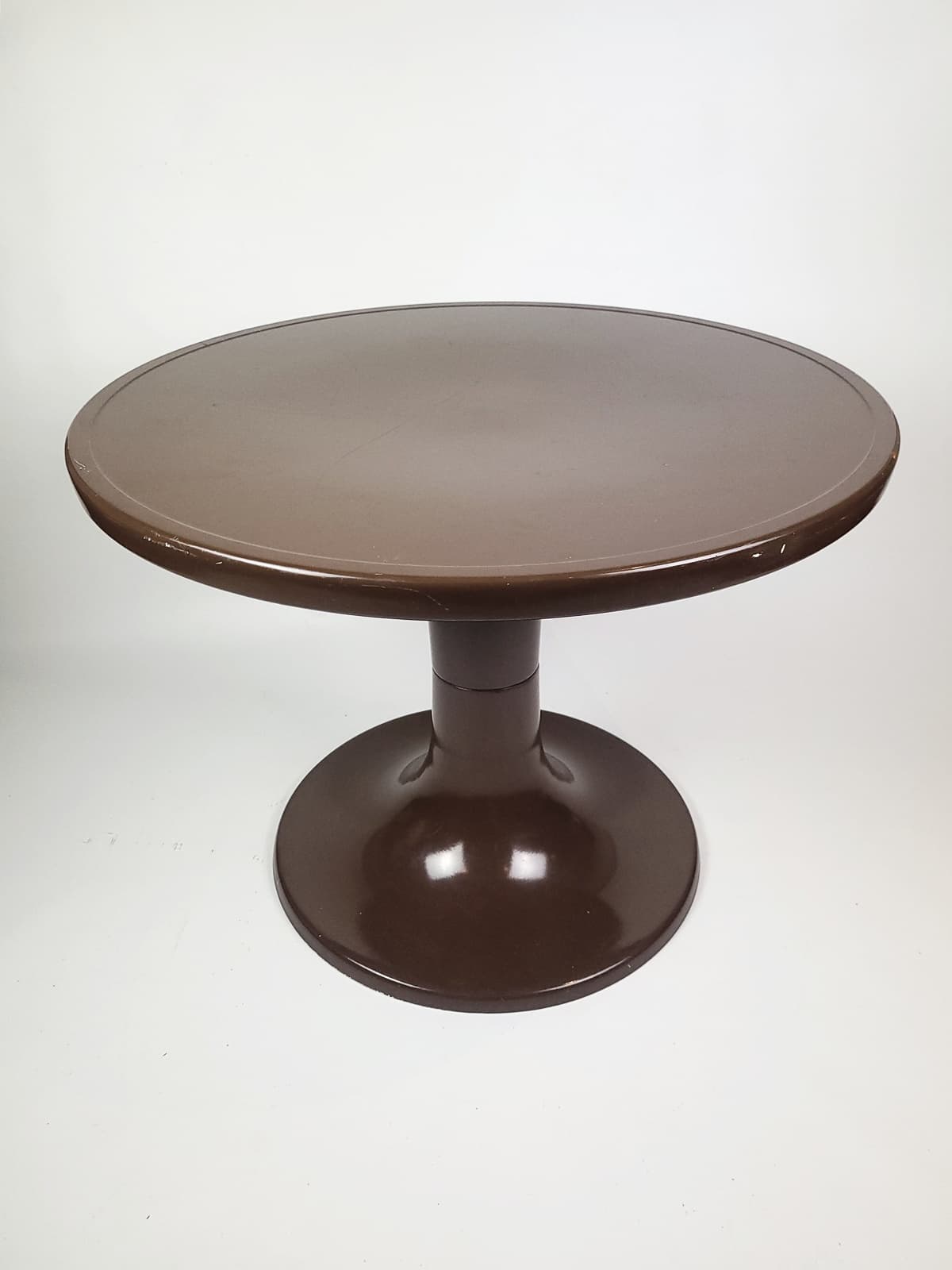 Stolik kawowy Space Age, brązowy, tworzywo, proj. E. Moeckl, lata 70. - 290428