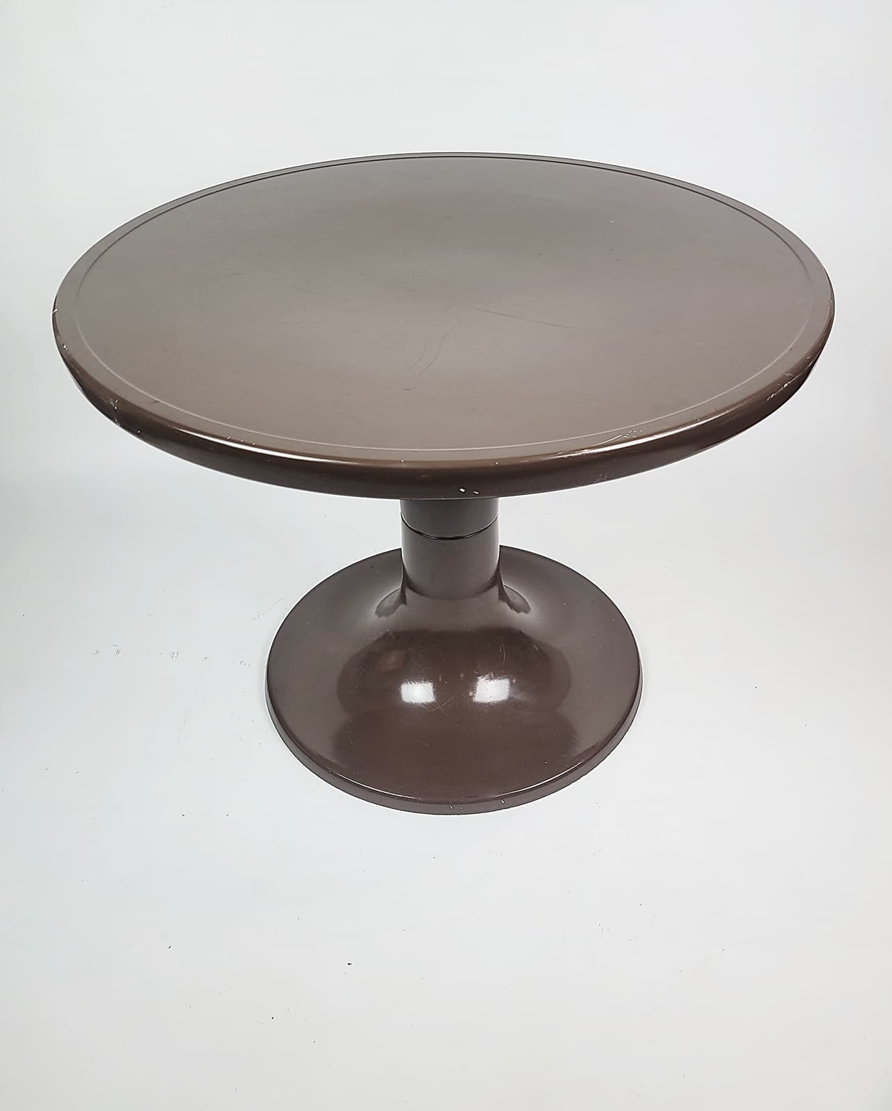 Stolik kawowy Space Age, brązowy, tworzywo, proj. E. Moeckl, lata 70. - 290423