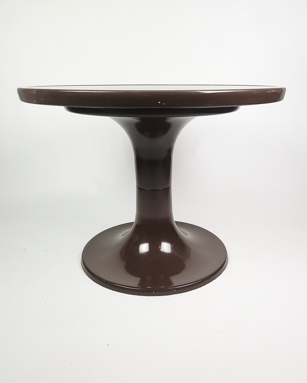 Stolik kawowy Space Age, brązowy, tworzywo, proj. E. Moeckl, lata 70. - 290426