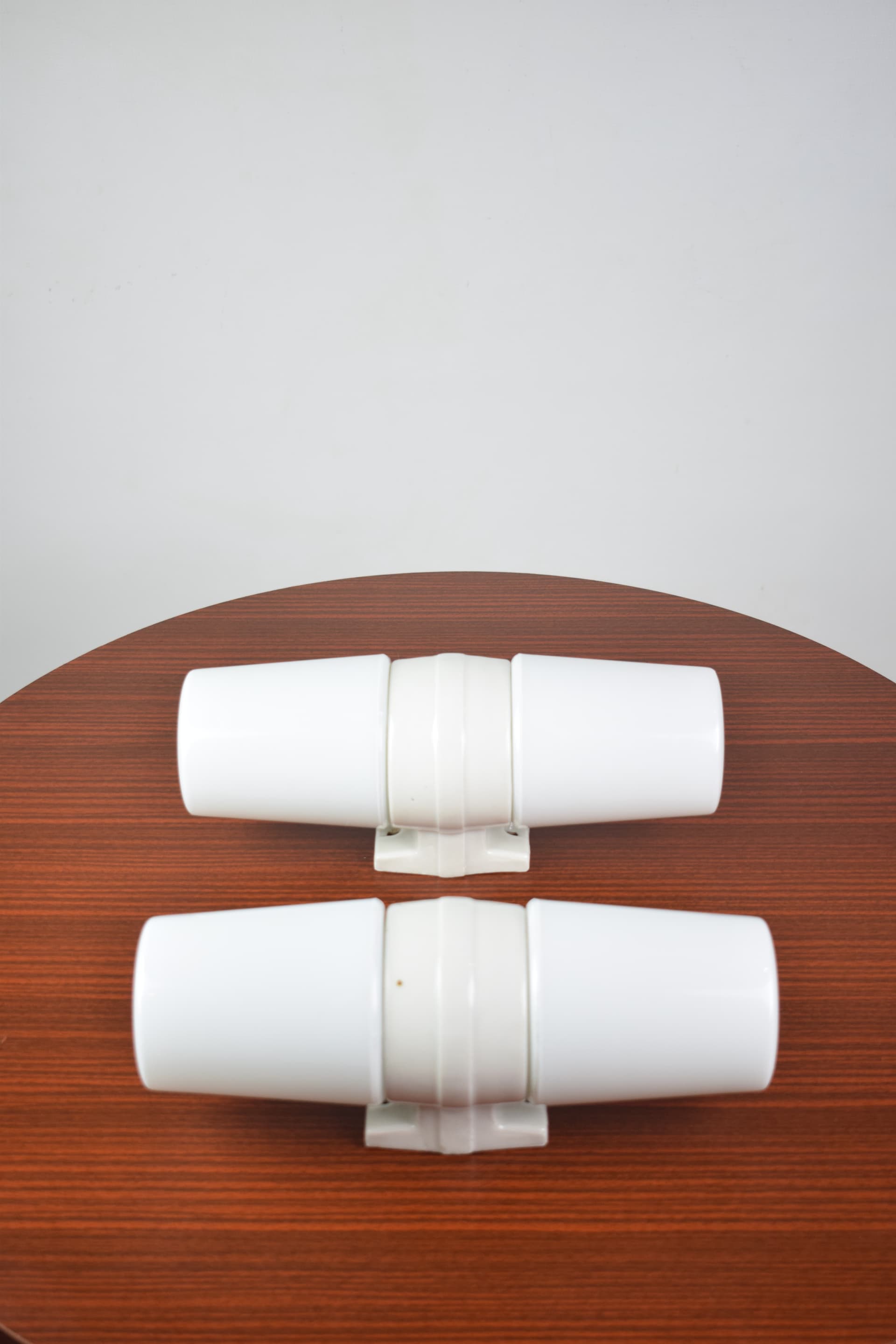 Para kinkietów 6065, biały, porcelana, szkło, proj. S. Bernadotte, Szwecja, lata 70. - 290505