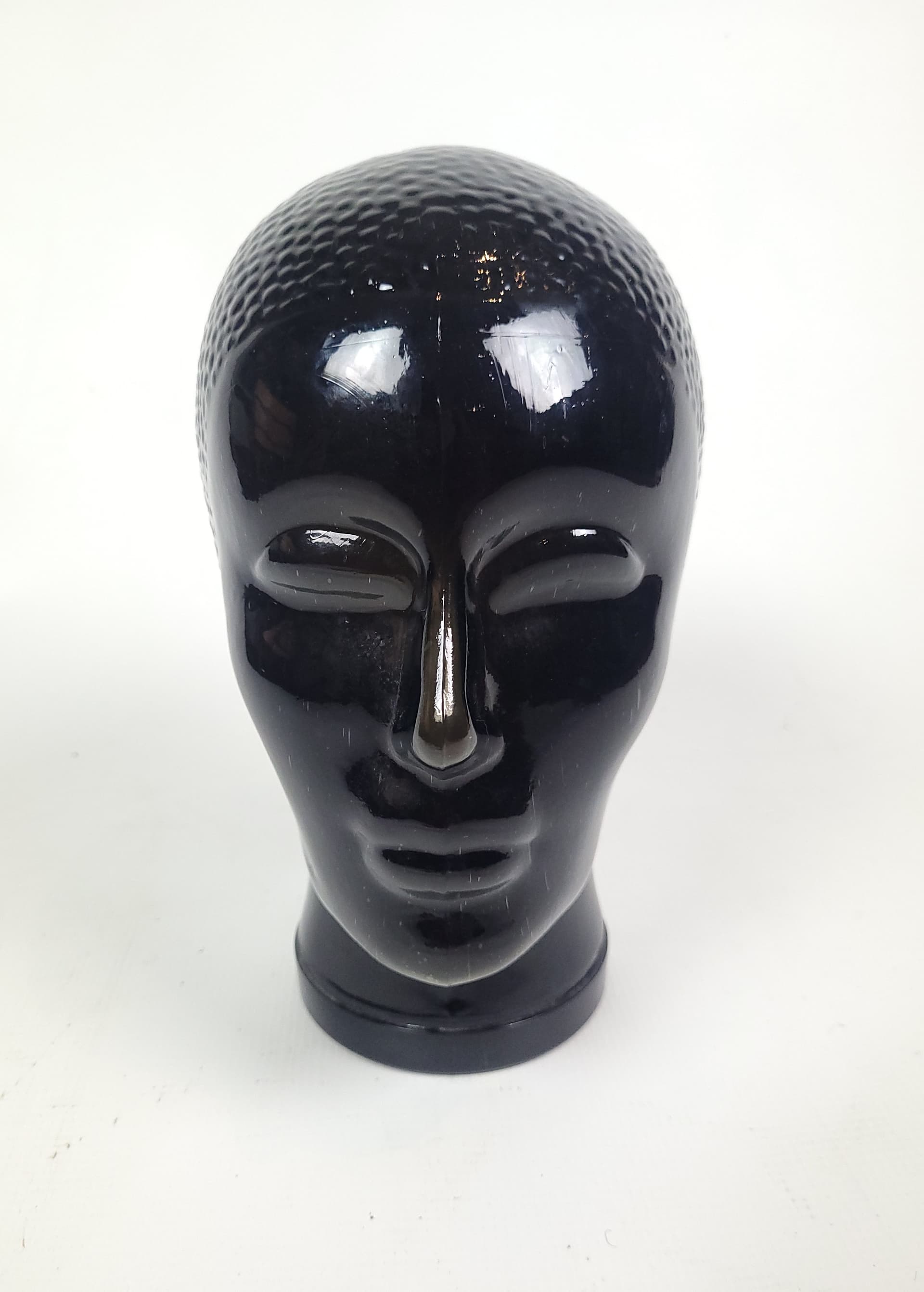 Głowa dekoracyjna Space Age, szkło czarne, Niemcy, lata 70. - 290557