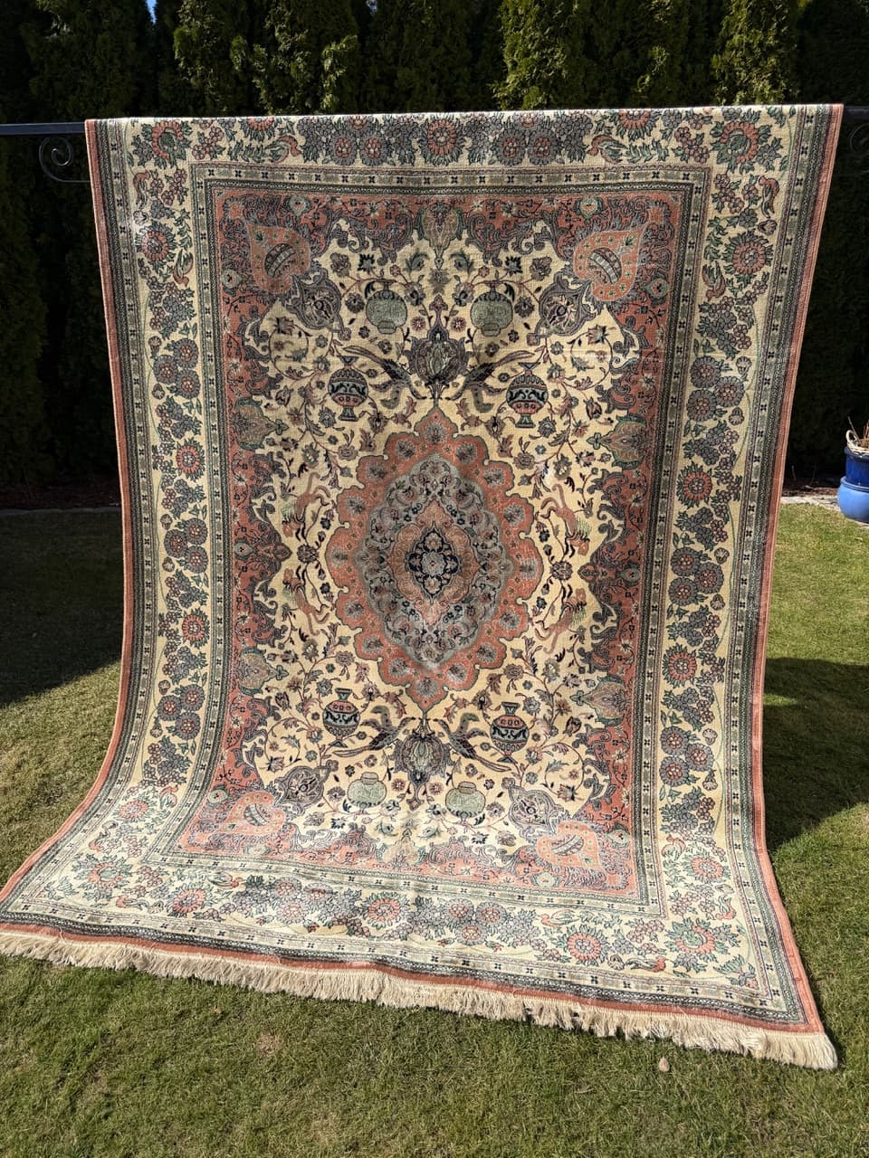 Dywan Rajski Ogród 285x200 cm, beżowy, wiskoza bawełna, Belgia - 290563