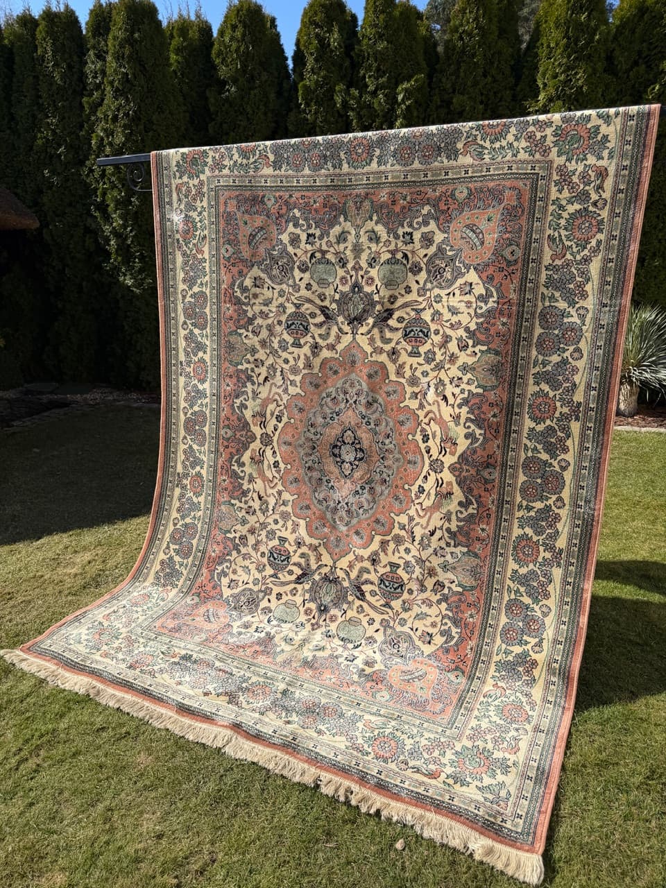 Dywan Rajski Ogród 285x200 cm, beżowy, wiskoza bawełna, Belgia - 290569