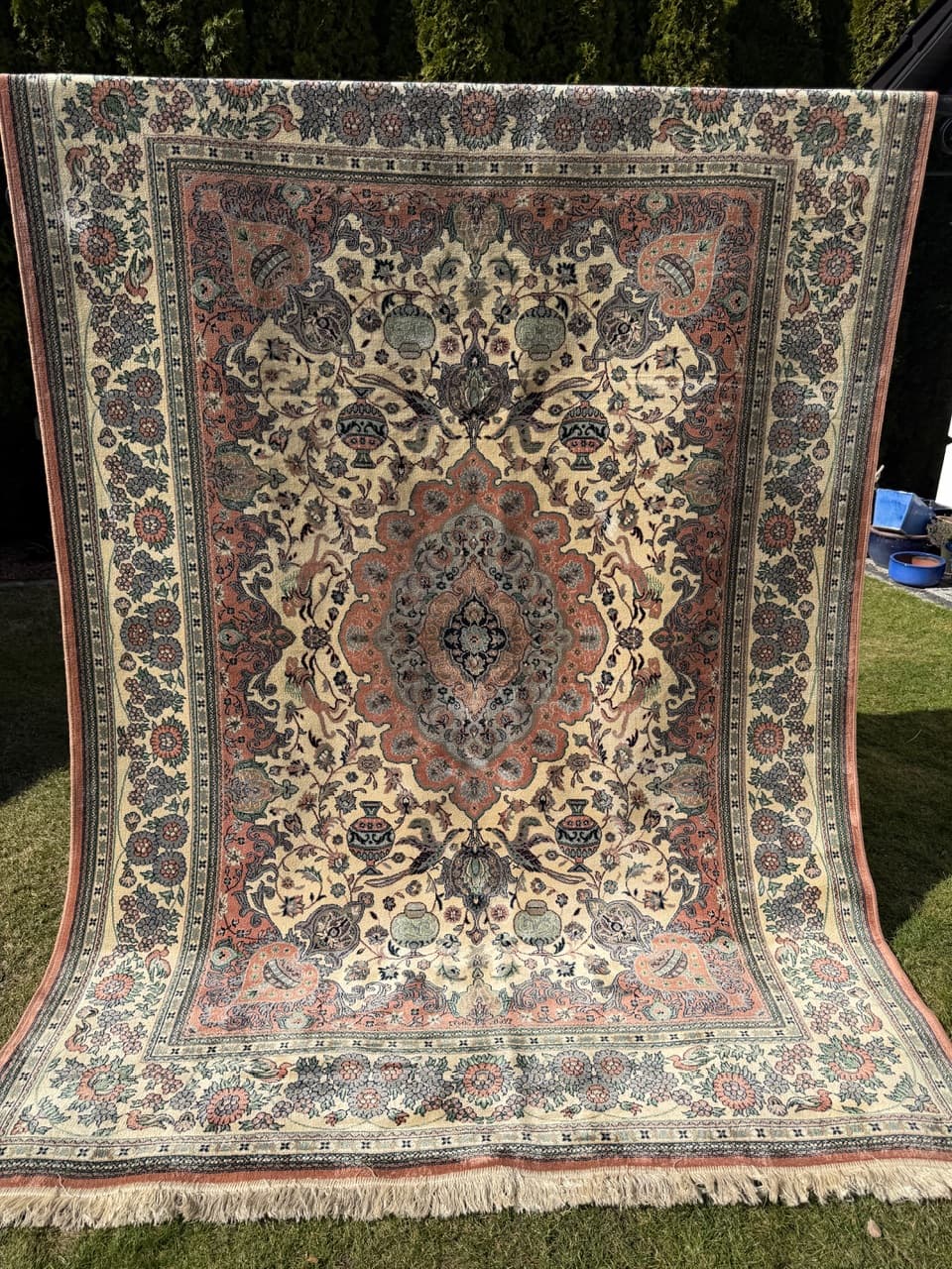 Dywan Rajski Ogród 285x200 cm, beżowy, wiskoza bawełna, Belgia - 290564