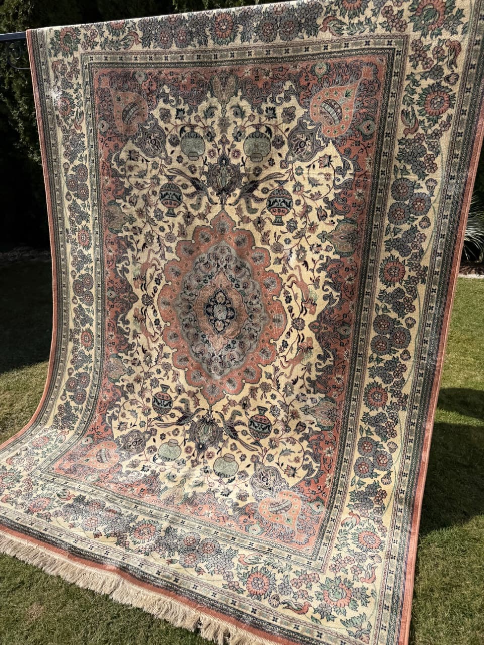 Dywan Rajski Ogród 285x200 cm, beżowy, wiskoza bawełna, Belgia - 290570