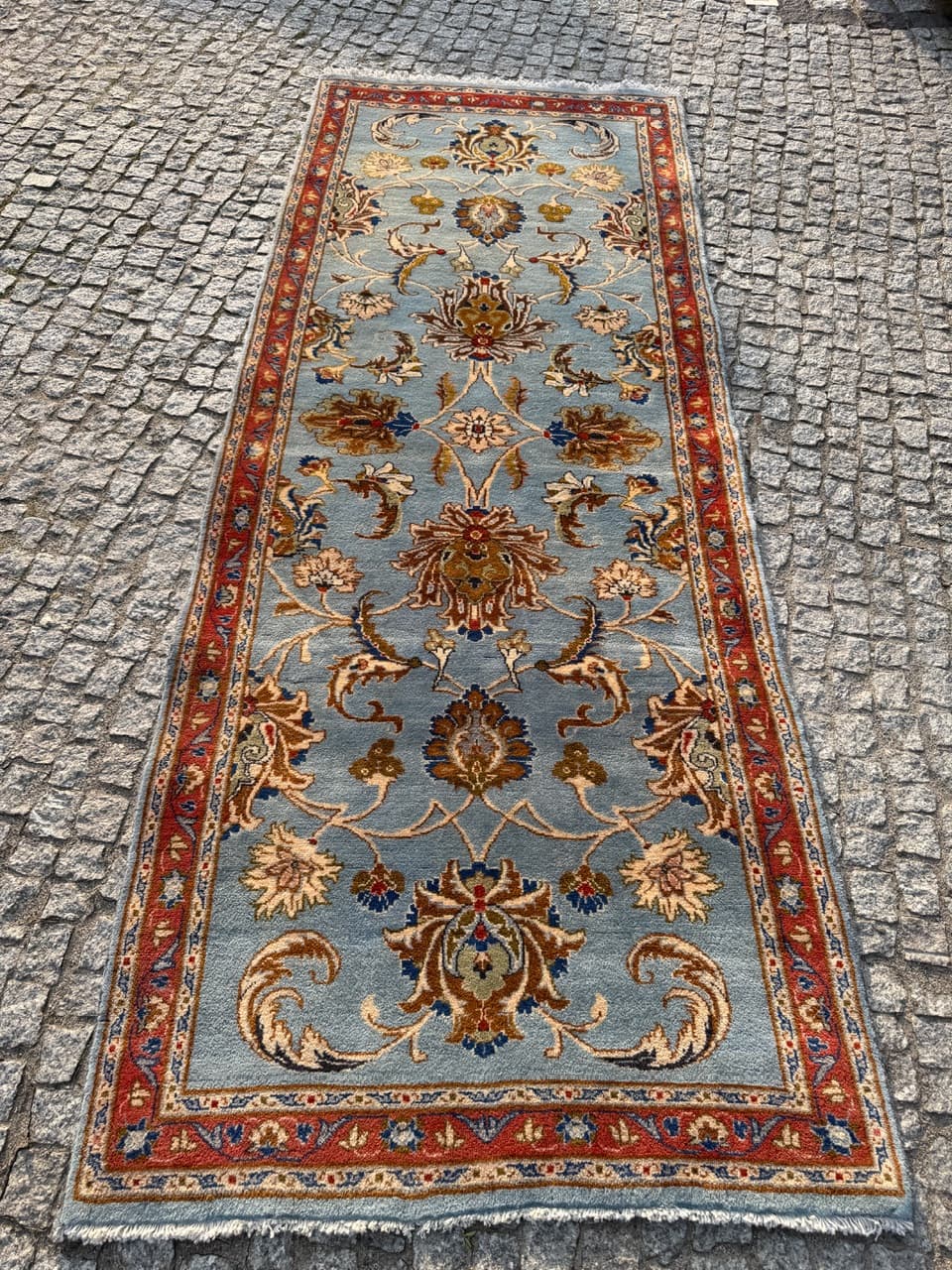 Dywan Keshan 245x93 cm, niebieski, wełna, Iran - 290617