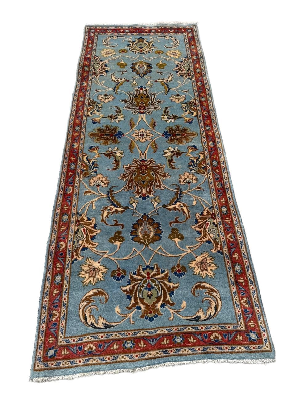 Dywan Keshan 245x93 cm, niebieski, wełna, Iran