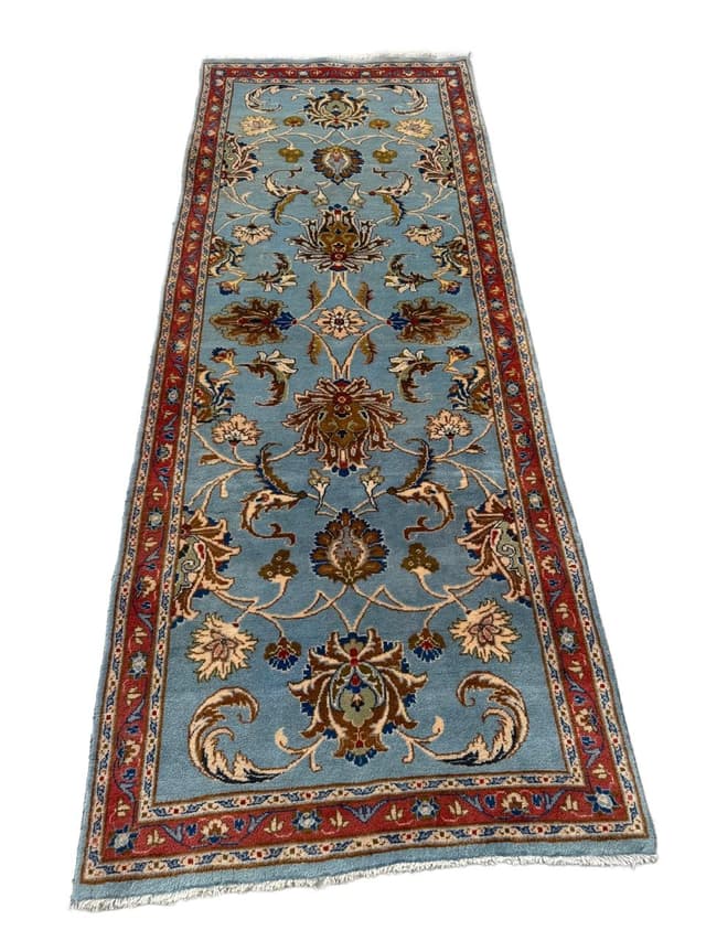 Dywan Keshan 245x93 cm, niebieski, wełna, Iran - WYMIARY