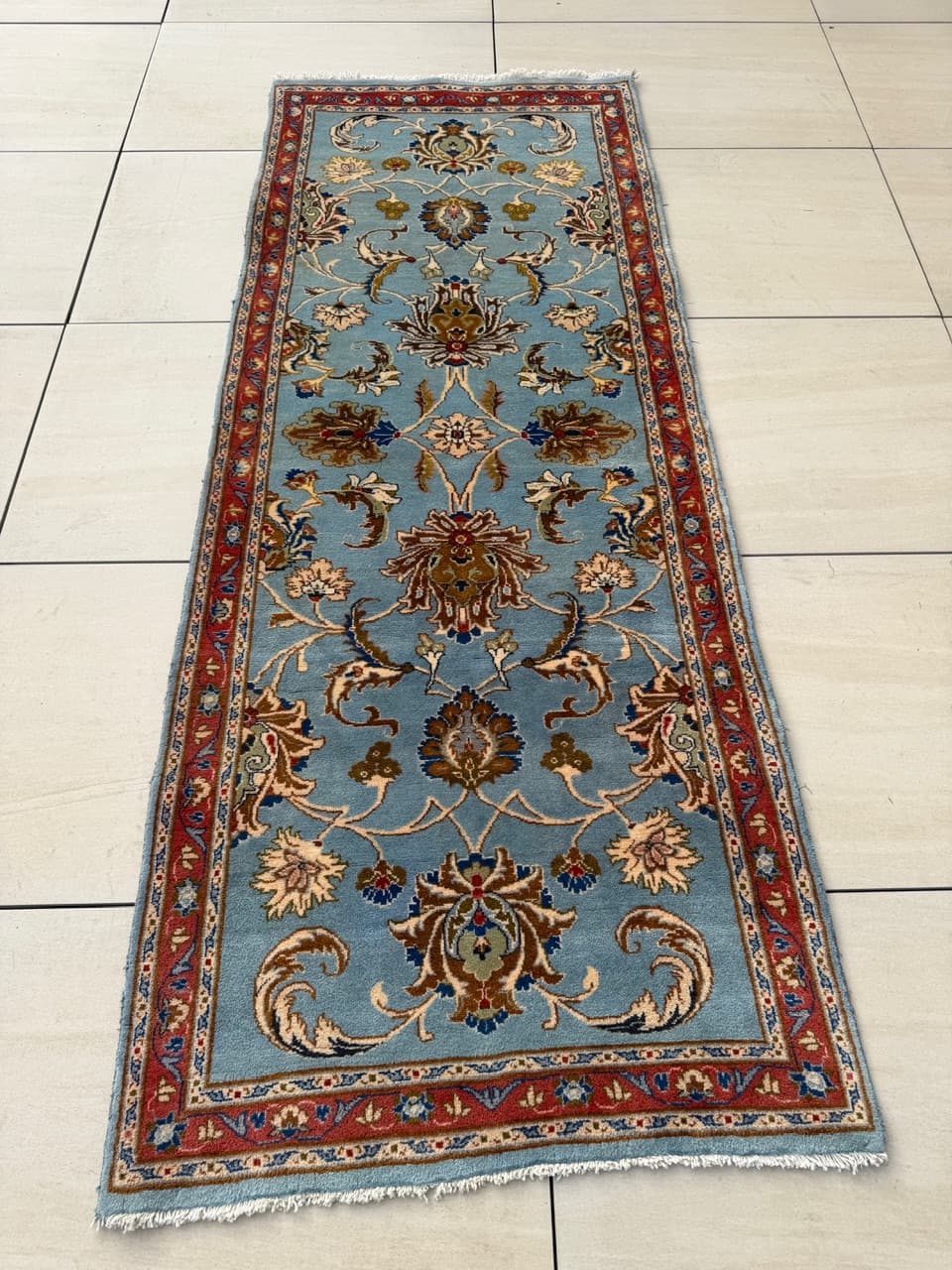 Dywan Keshan 245x93 cm, niebieski, wełna, Iran - 290612