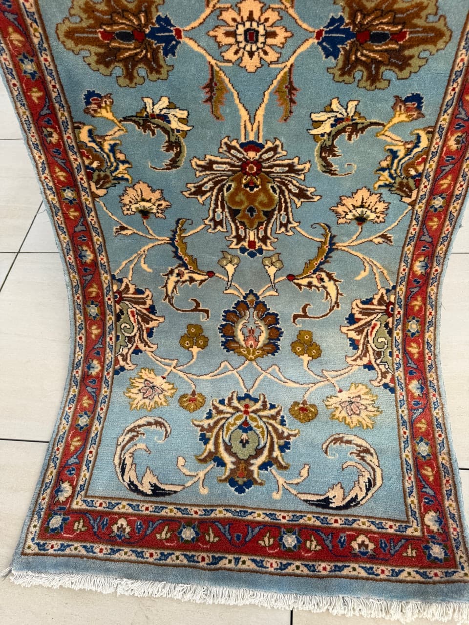 Dywan Keshan 245x93 cm, niebieski, wełna, Iran - 290610