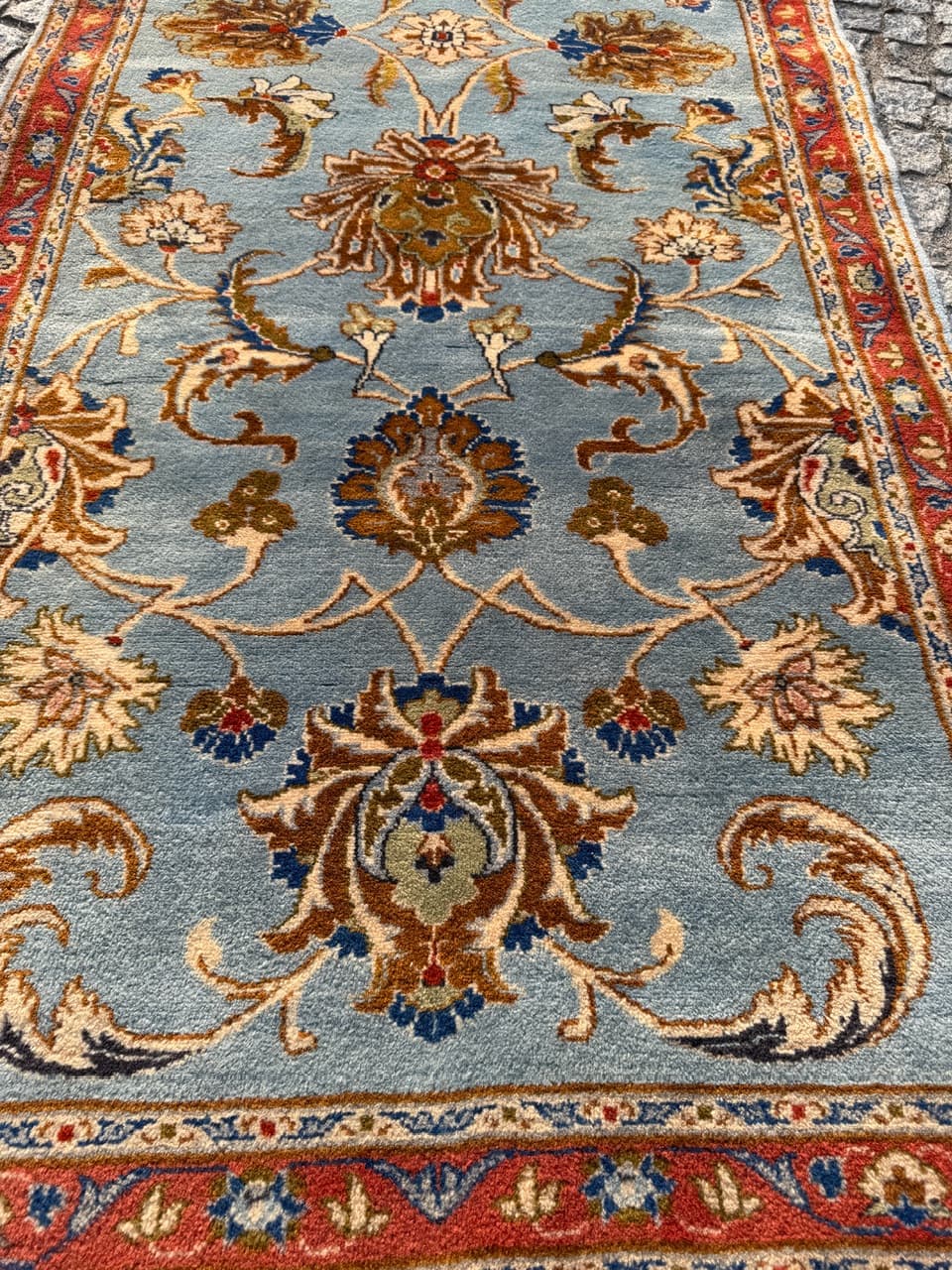 Dywan Keshan 245x93 cm, niebieski, wełna, Iran - 290618