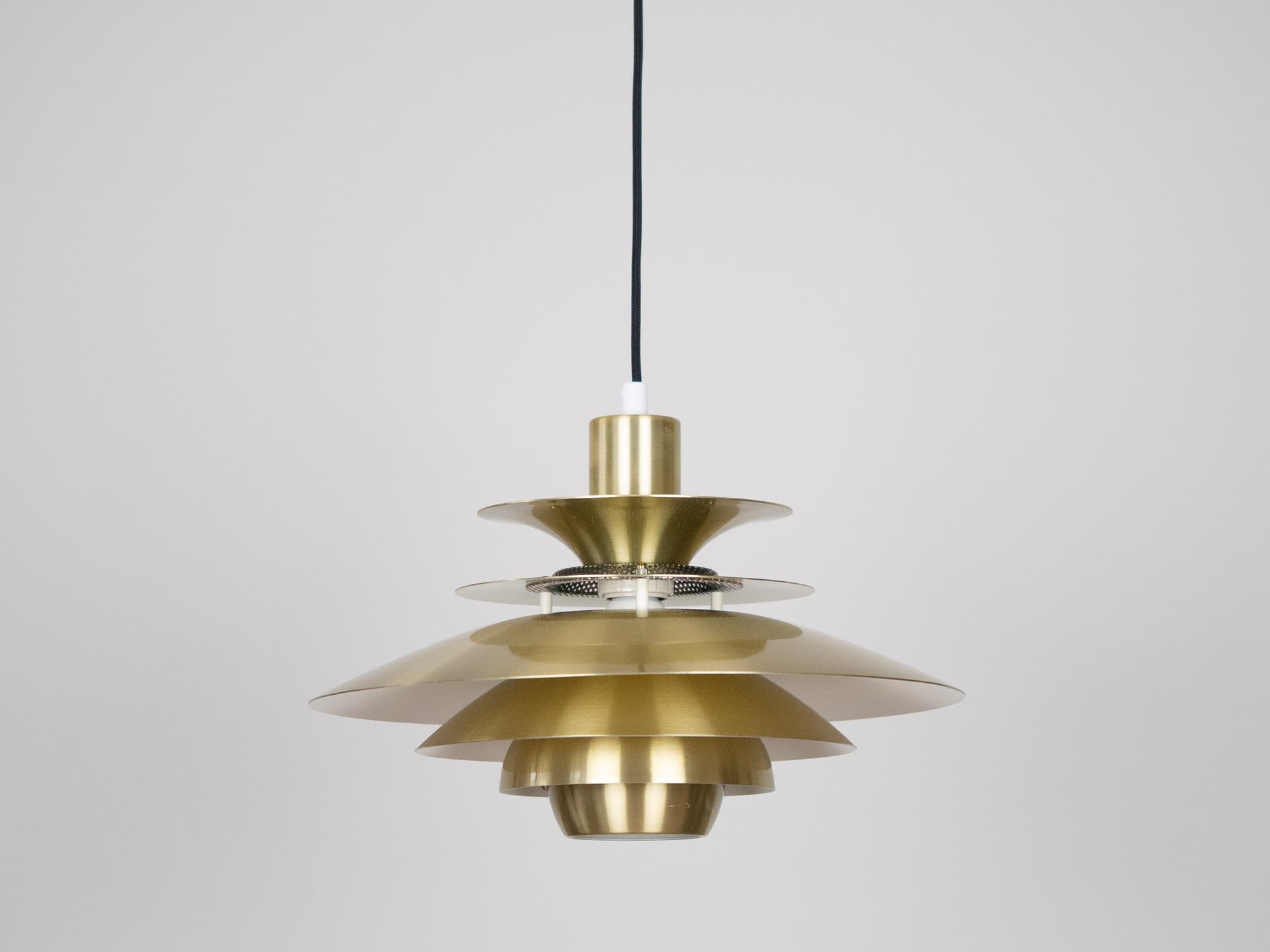 Pendant Lamp Lotus, gold aluminium, by K. Wiborg, Jeka, Denmark, 1980s. - 290756