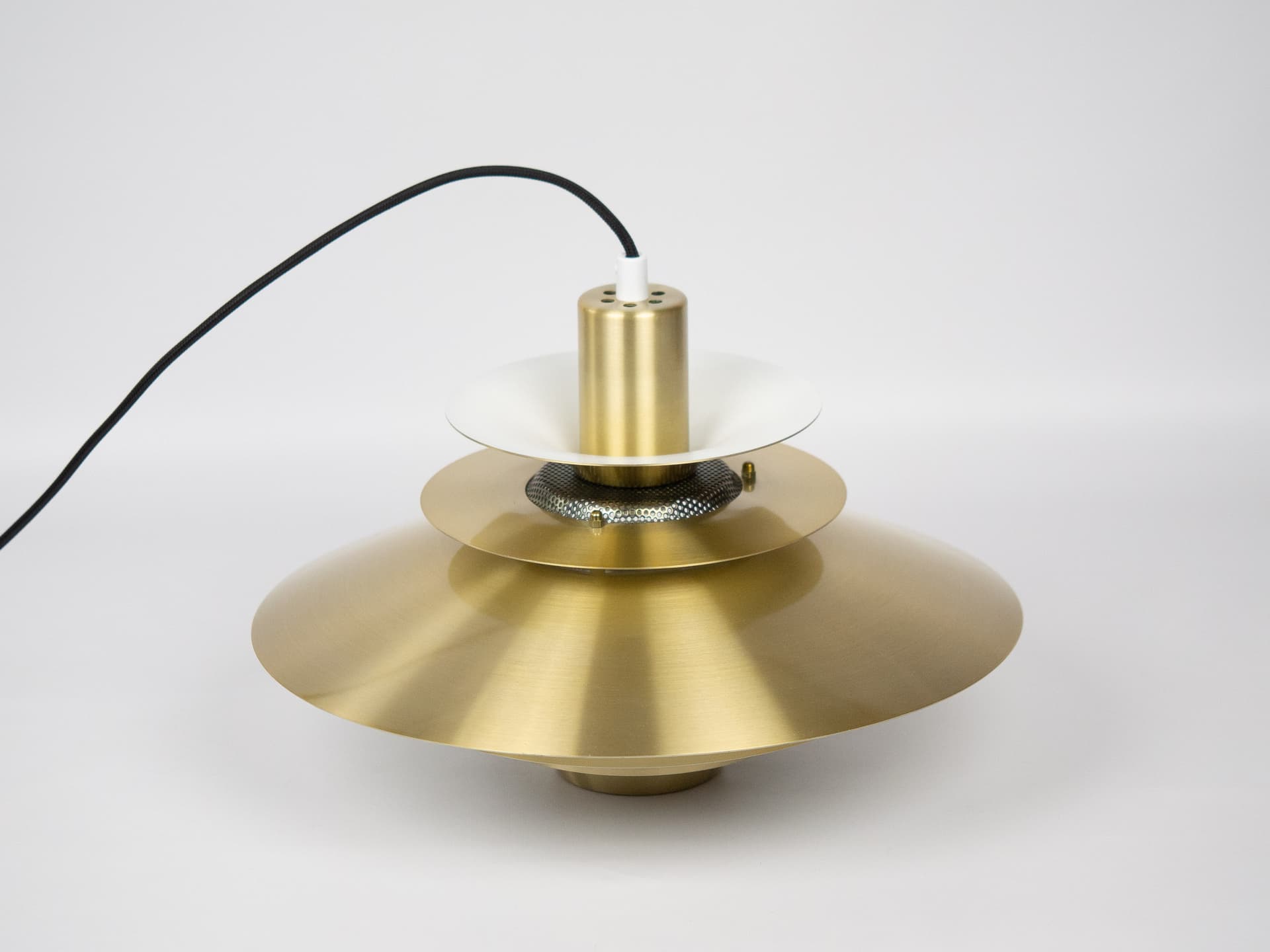 Pendant Lamp Lotus, gold aluminium, by K. Wiborg, Jeka, Denmark, 1980s. - 290757