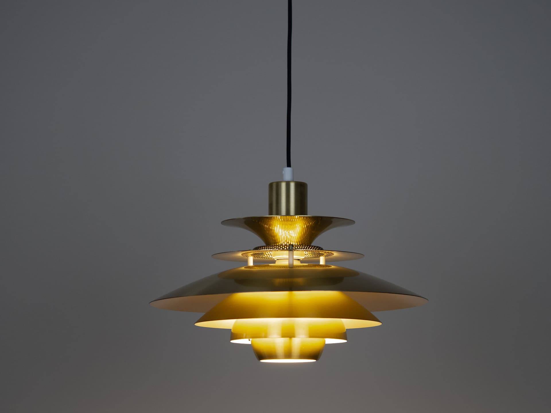 Pendant Lamp Lotus, gold aluminium, by K. Wiborg, Jeka, Denmark, 1980s. - 290753
