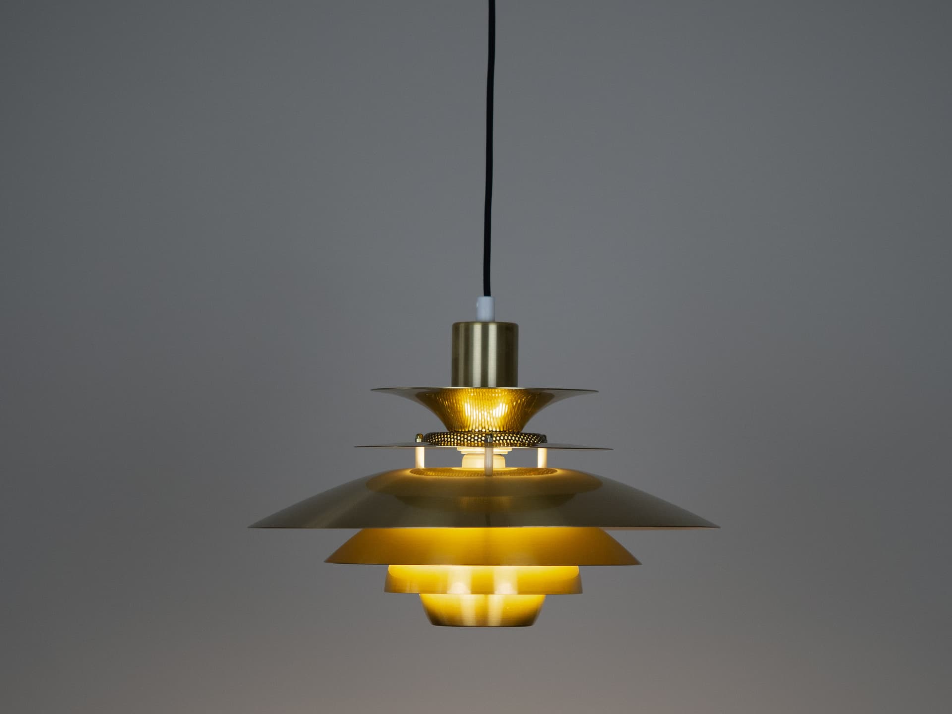 Pendant Lamp Lotus, gold aluminium, by K. Wiborg, Jeka, Denmark, 1980s. - 290755