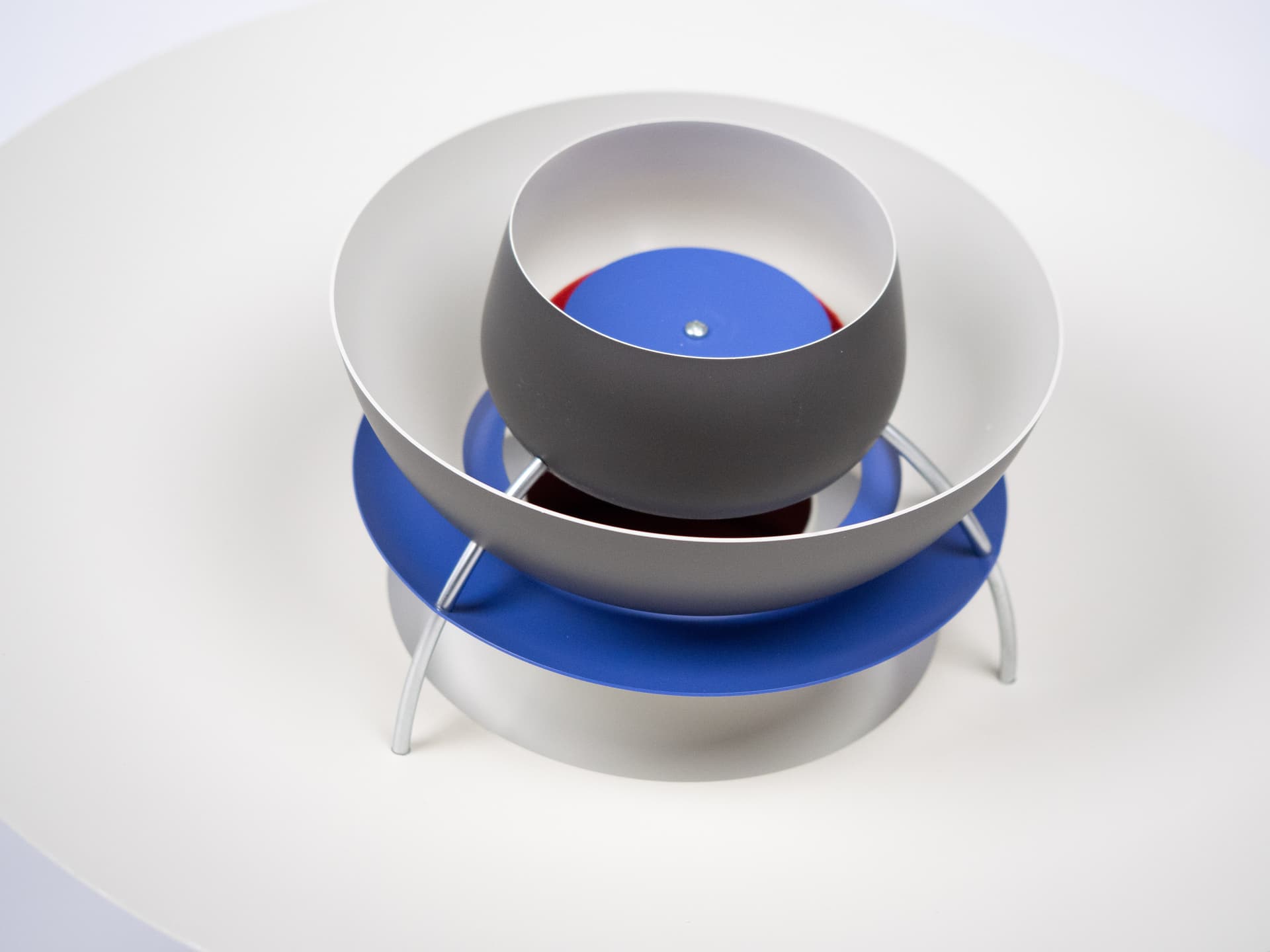 Lampa wisząca PH 5, aluminium szary, proj. P. Henningsen, Louis Poulsen, Dania, lata 60. - 290864