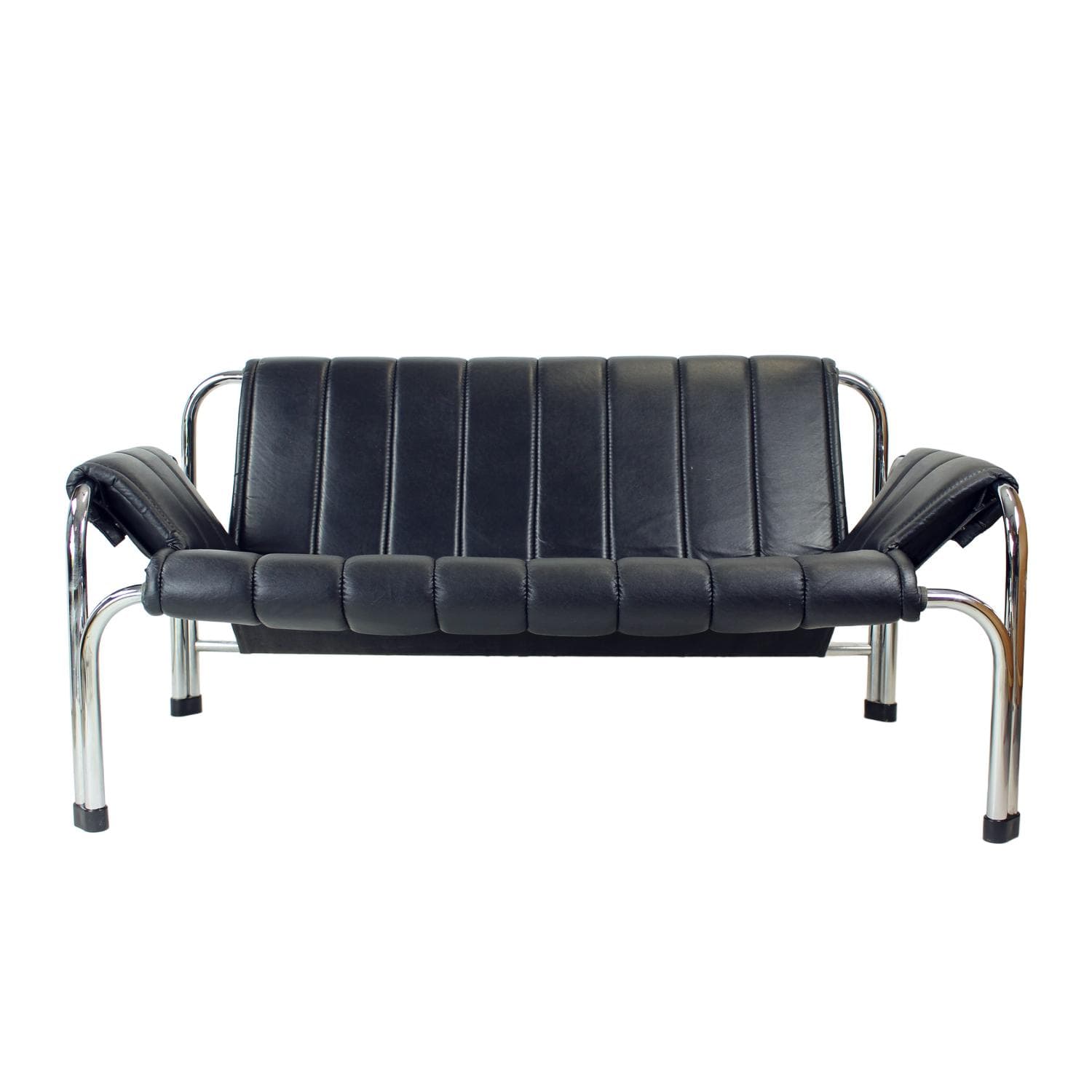 Sofa dwuosobowa T 2403, czarna, proj. V. Chlebo, Kodreta Myjava, Czechosłowacja, lata 80.