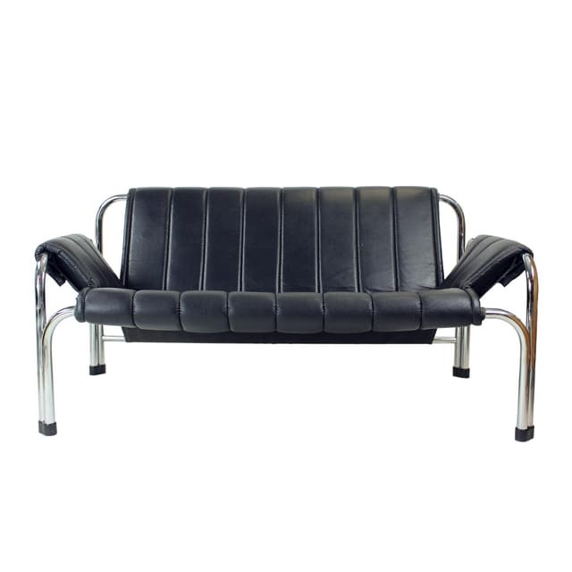 Sofa dwuosobowa T 2403, czarna, proj. V. Chlebo, Kodreta Myjava, Czechosłowacja, lata 80. - WYMIARY