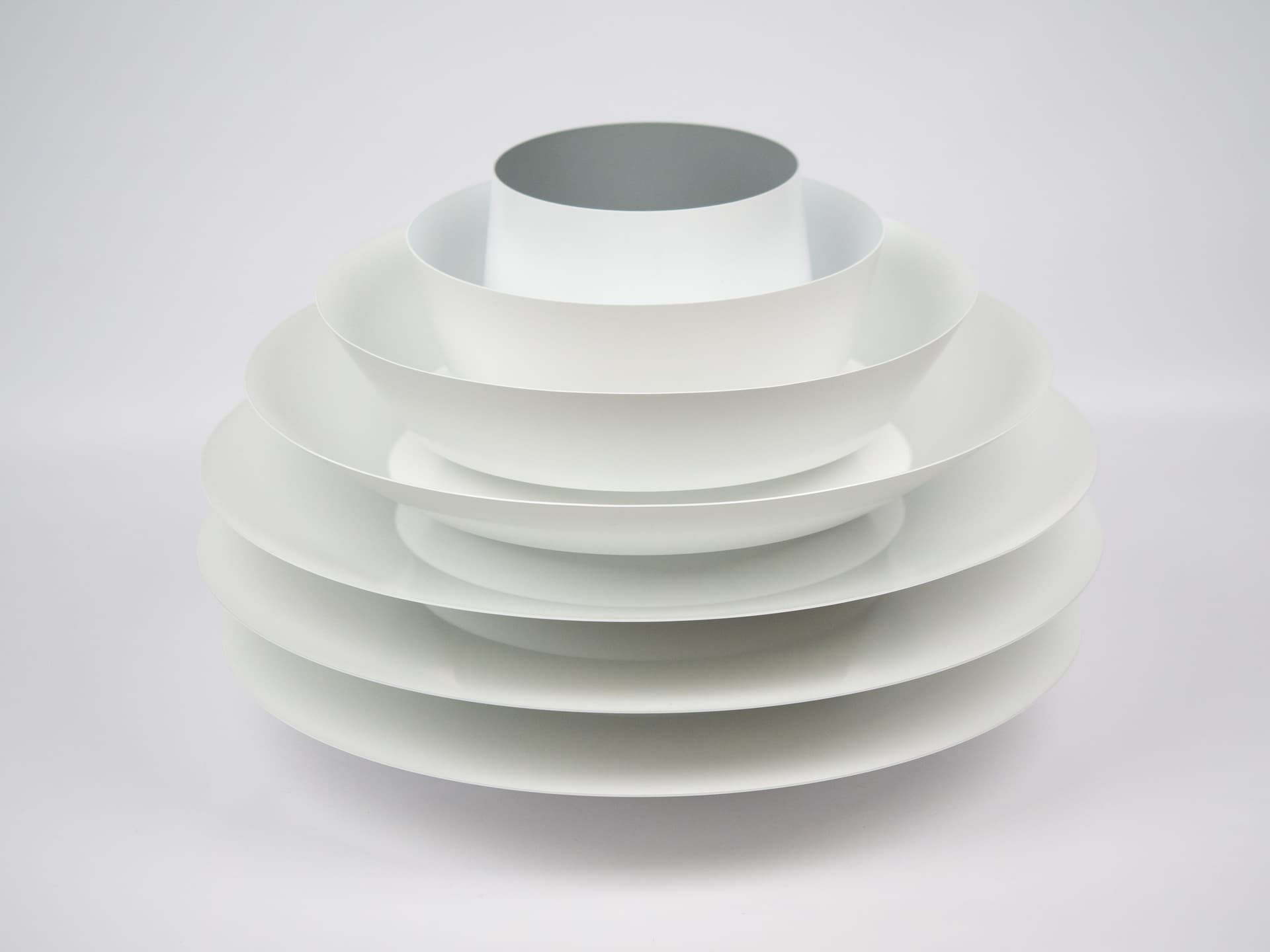 Pair of pendant lamps Verona, white aluminum, by S. Middelboe, Lyfa, Denmark, 1960s. - 290982