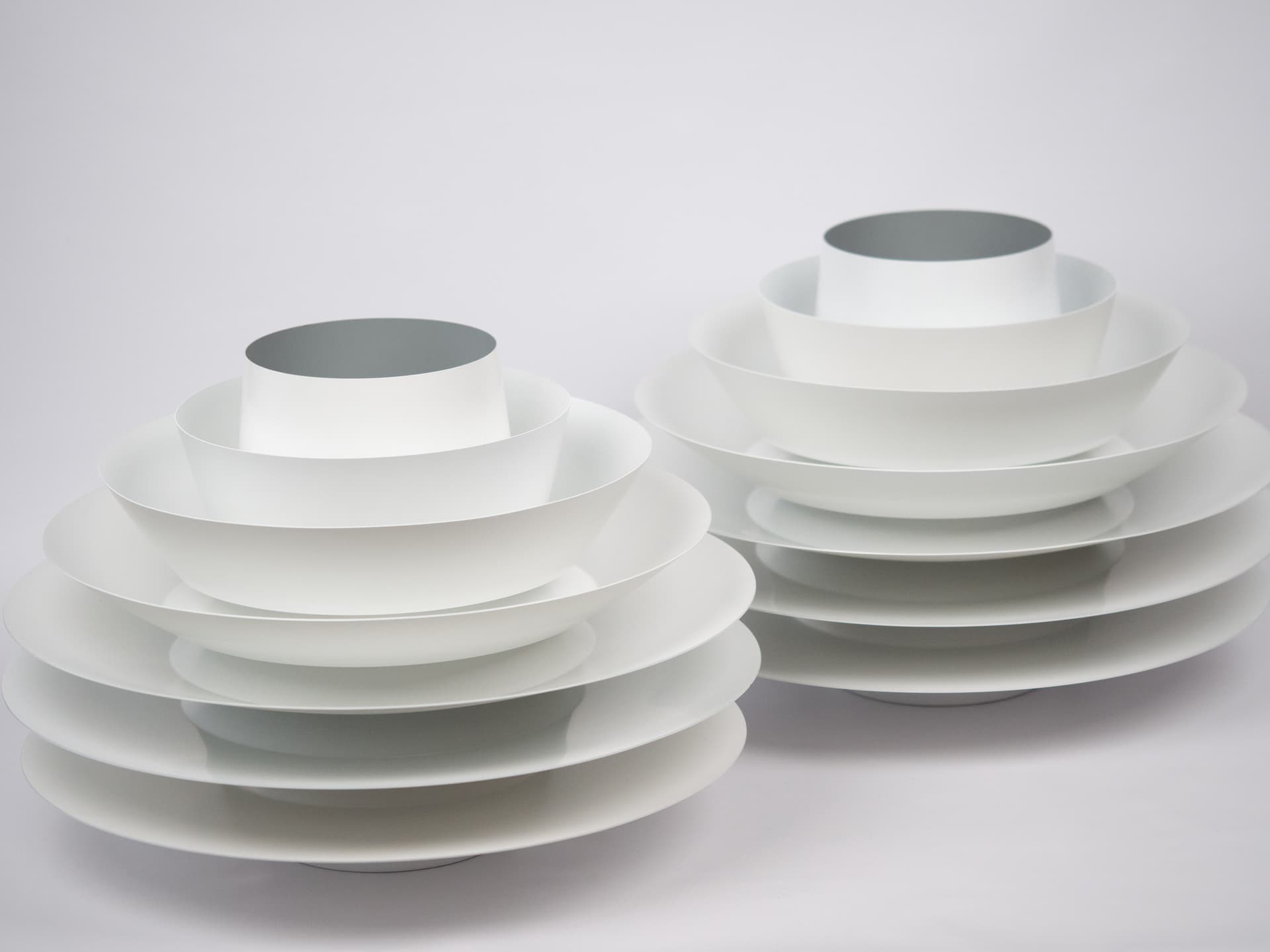 Pair of pendant lamps Verona, white aluminum, by S. Middelboe, Lyfa, Denmark, 1960s. - 290990