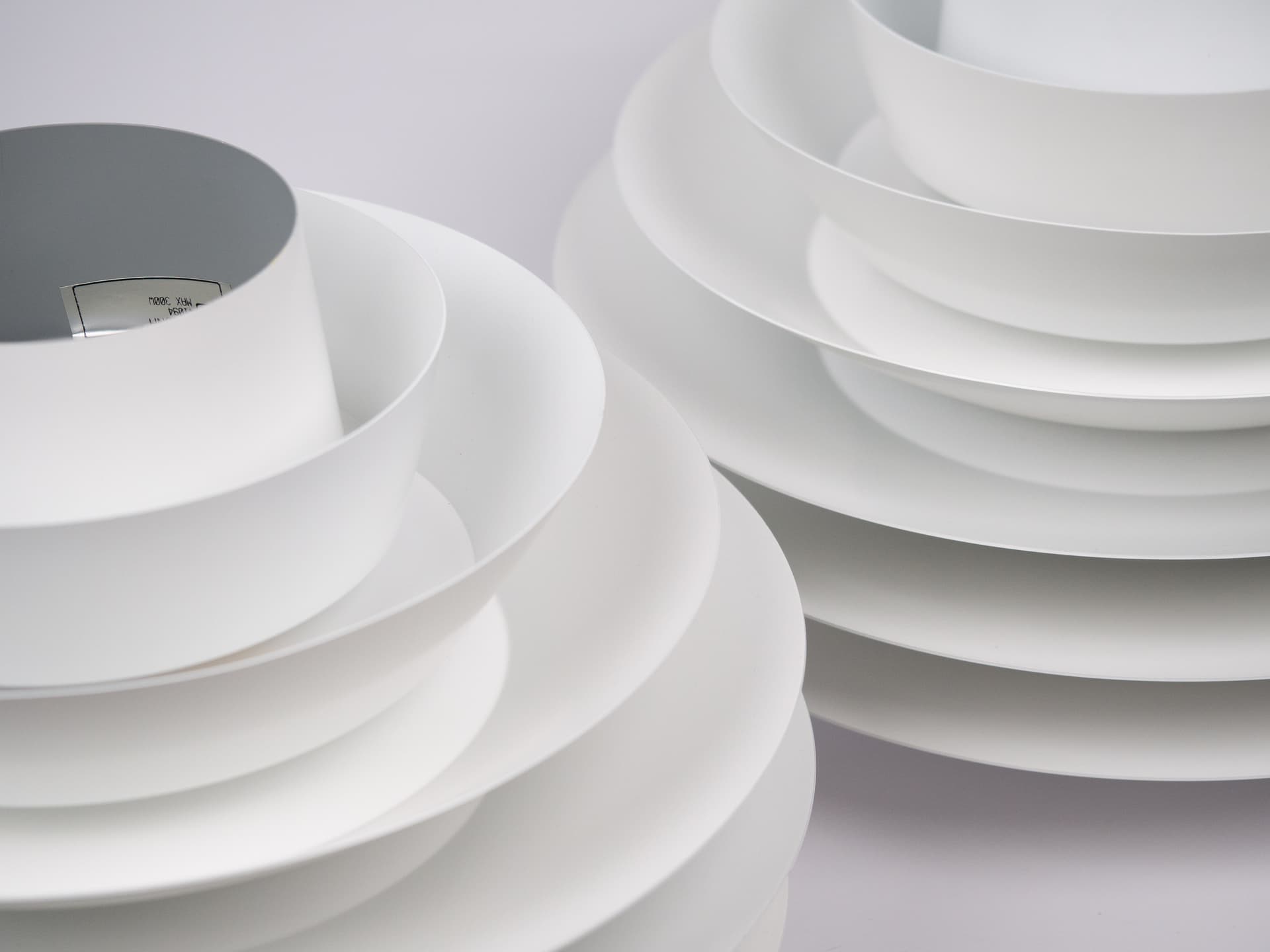 Pair of pendant lamps Verona, white aluminum, by S. Middelboe, Lyfa, Denmark, 1960s. - 290989