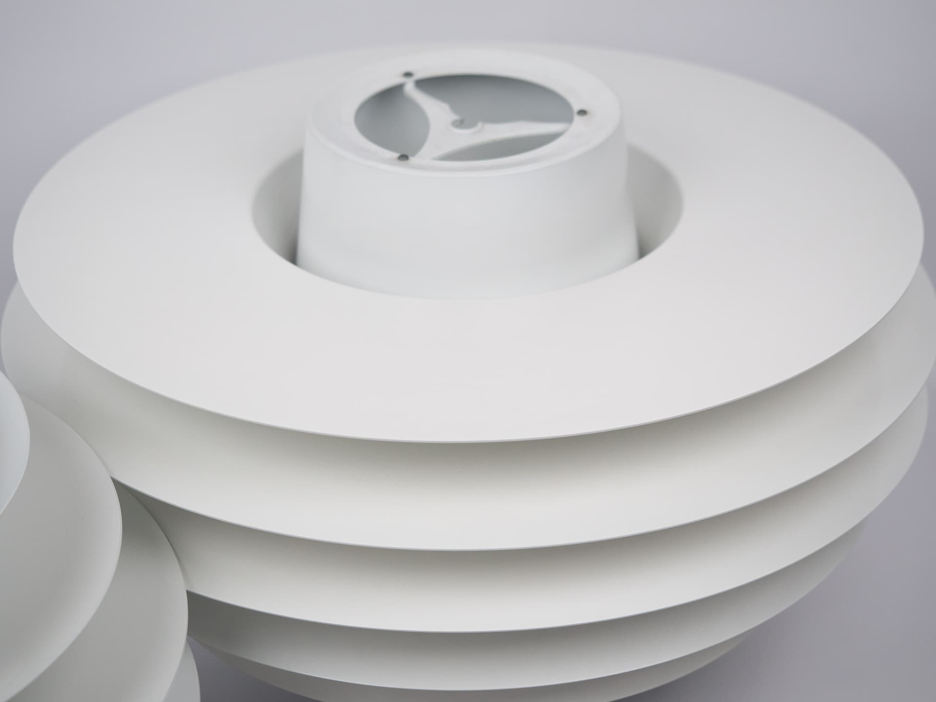 Pair of pendant lamps Verona, white aluminum, by S. Middelboe, Lyfa, Denmark, 1960s. - 290986