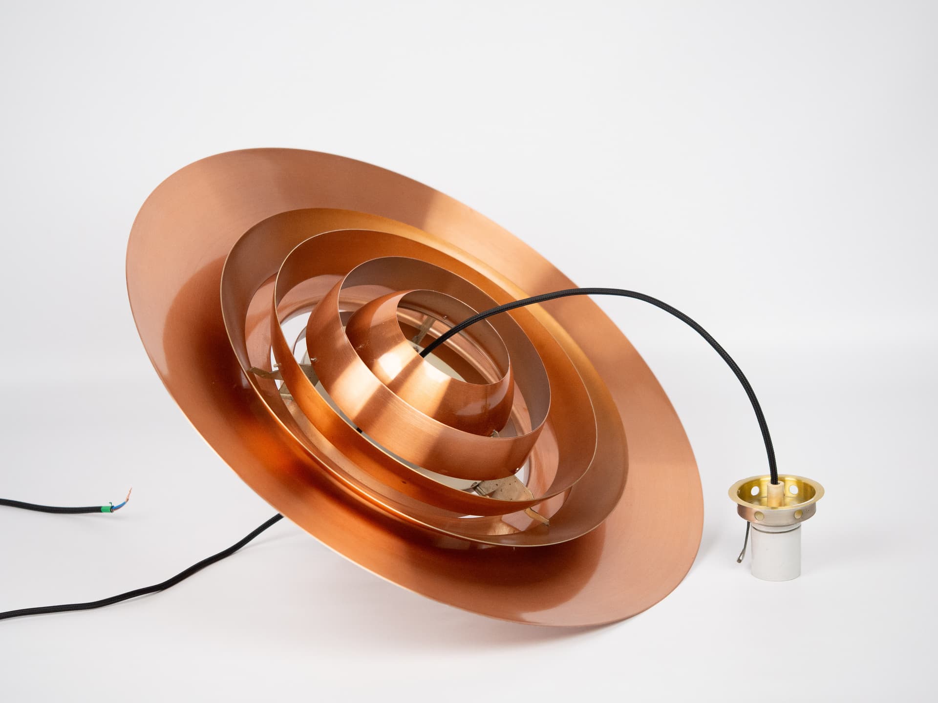 Lampa wisząca P376, miedź, proj. P. Fabricius, J. Kastholm, Nordisk Solar, Dania, lata 60. - 291009