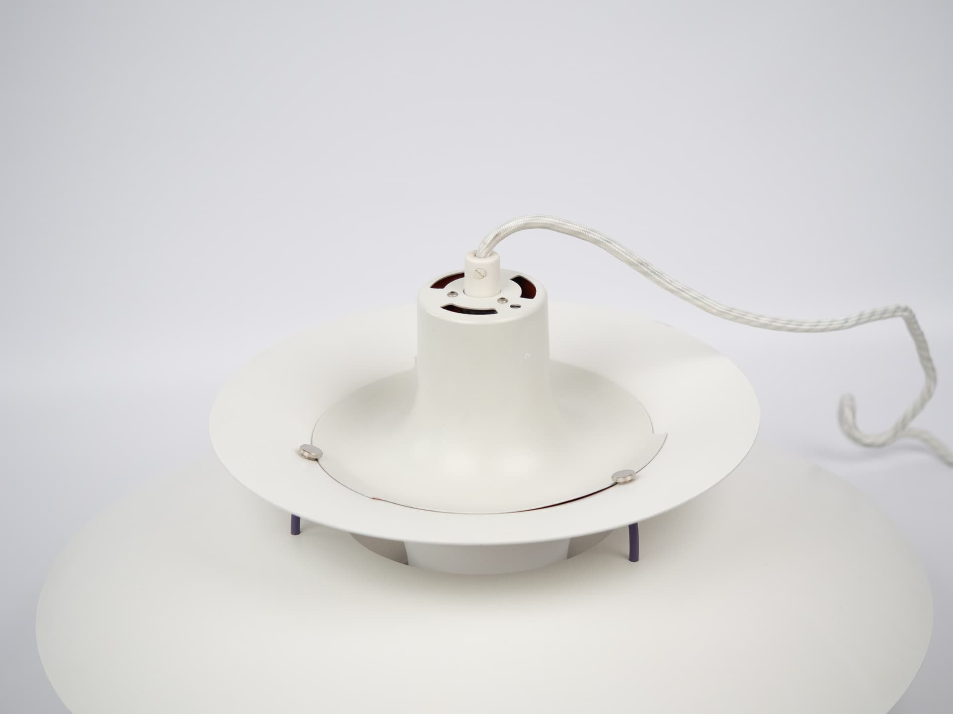 Pendant lamp PH 5, white aluminum, by P. Henningsen, Louis Poulsen, Denmark, 1960s. - 291048