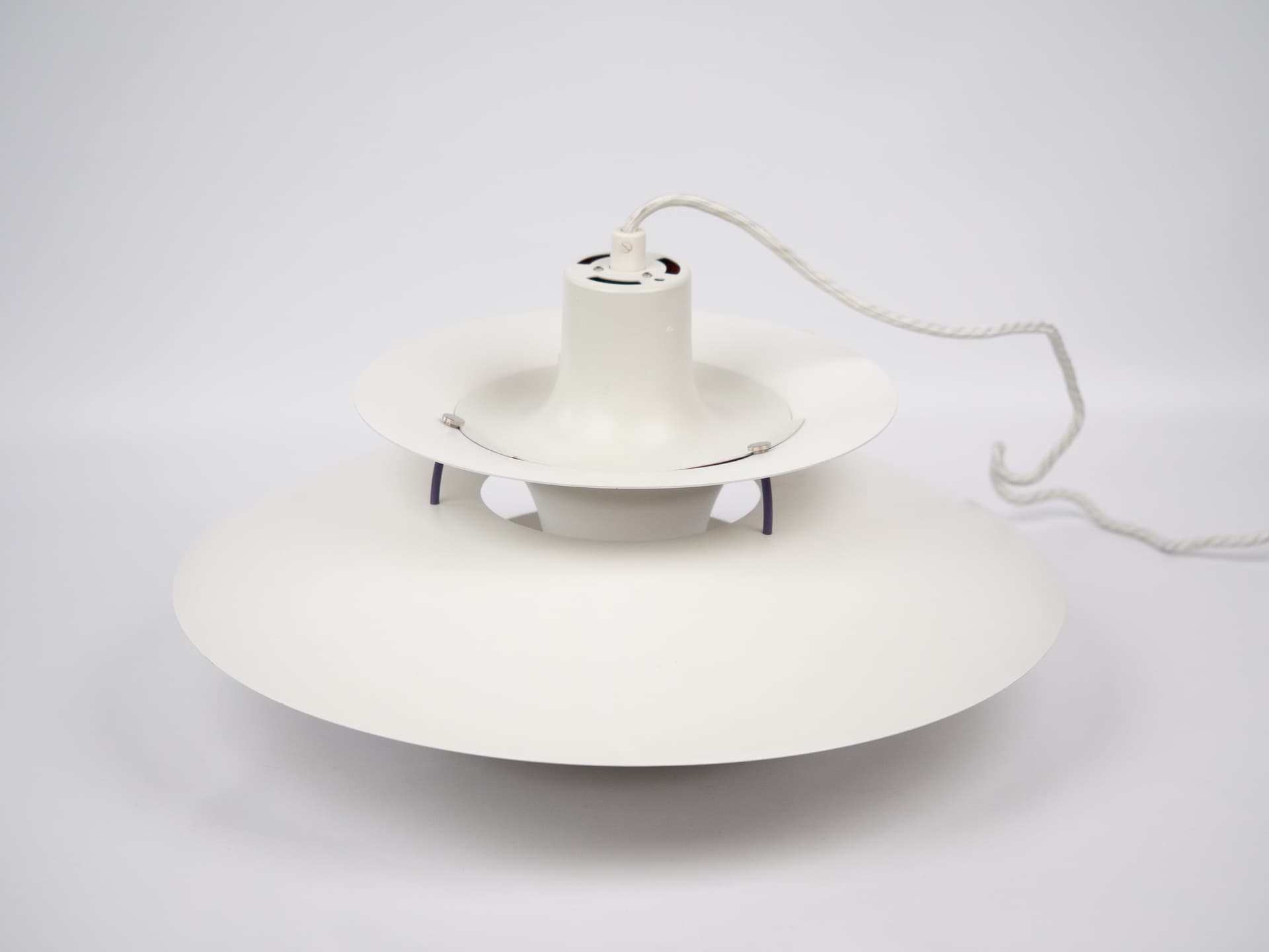 Pendant lamp PH 5, white aluminum, by P. Henningsen, Louis Poulsen, Denmark, 1960s. - 291046