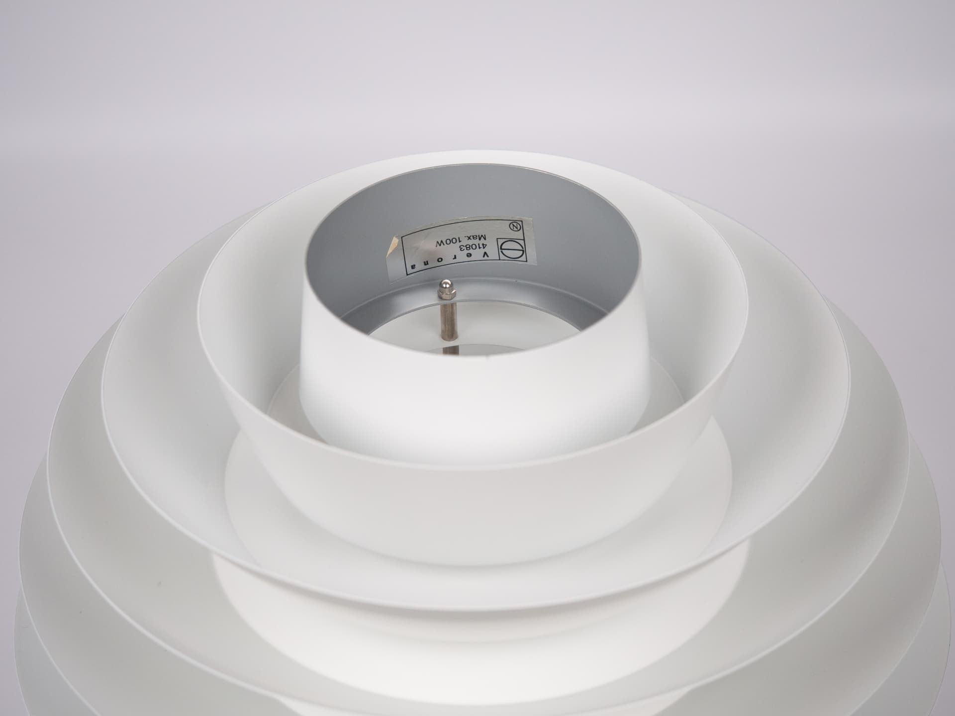 Lampa wisząca Verona, biały, aluminium, proj. S. Middelboe, Lyfa, Dania, lata 60. - 291074