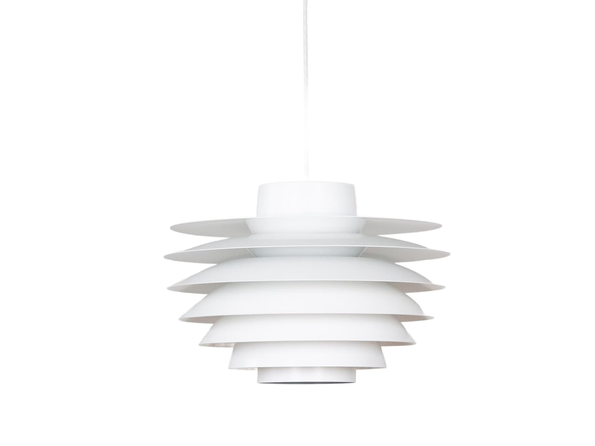 Lampa wisząca Verona, biały, aluminium, proj. S. Middelboe, Lyfa, Dania, lata 60.