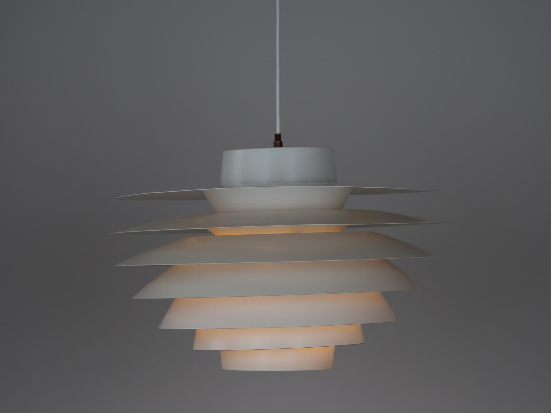 Pendant Lamp Verona, white aluminum, by S. Middelboe, Lyfa, Denmark, 1960s. - 291341