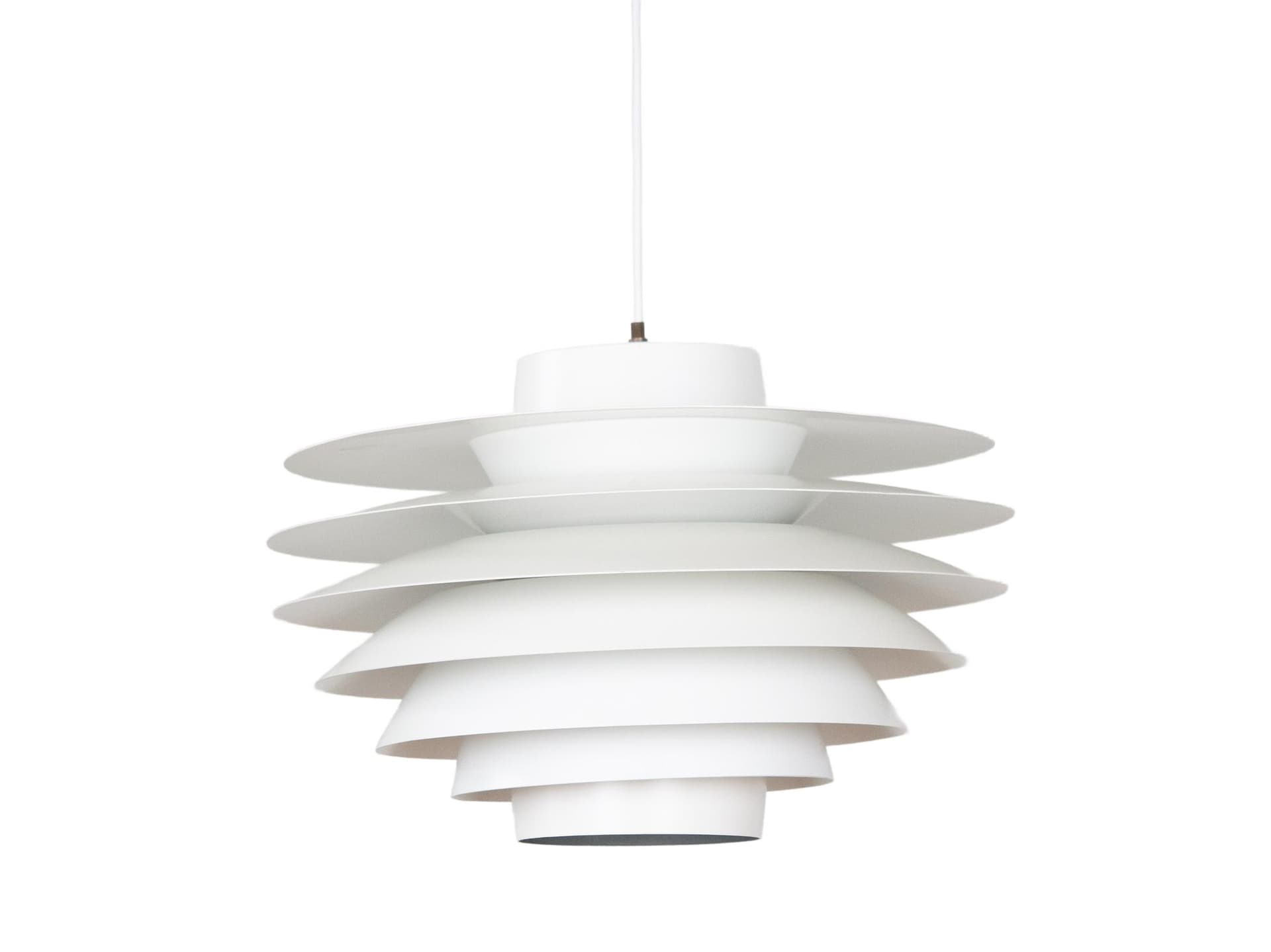 Pendant Lamp Verona, white aluminum, by S. Middelboe, Lyfa, Denmark, 1960s.