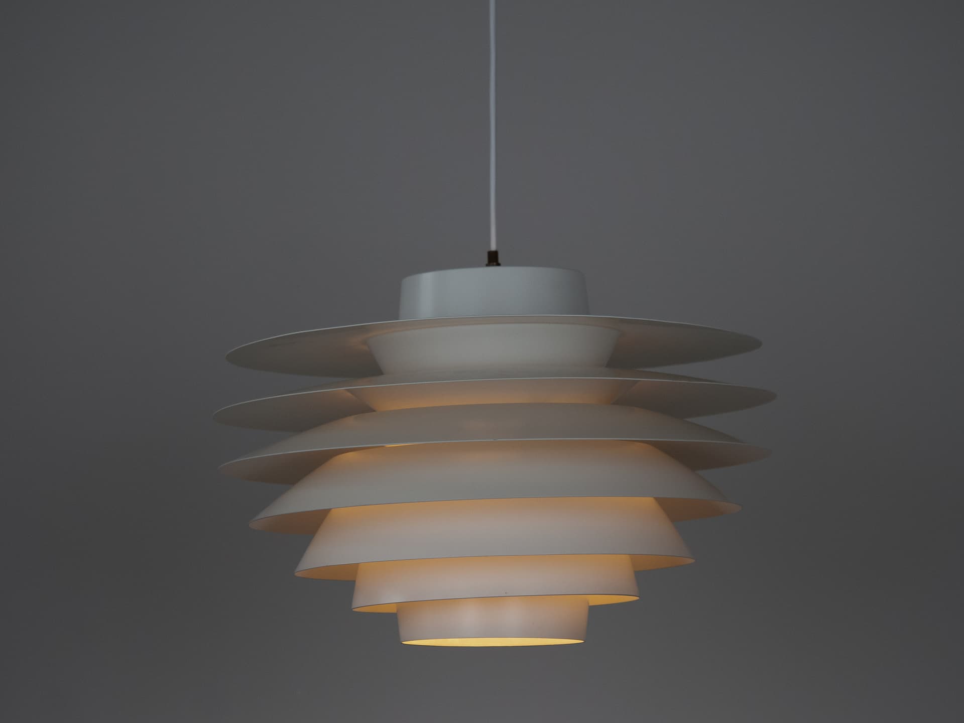 Pendant Lamp Verona, white aluminum, by S. Middelboe, Lyfa, Denmark, 1960s. - 291342