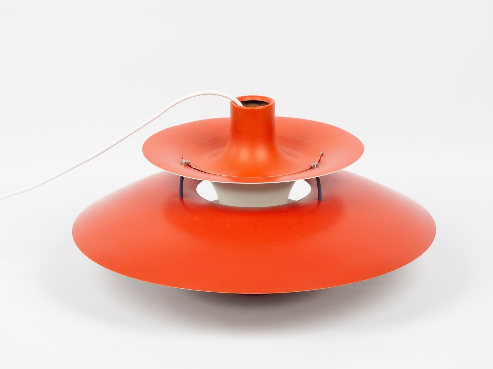 Pendant lamp PH 5, red aluminium, by P. Henningsen, Louis Poulsen, Denmark, 1980s. - 291389