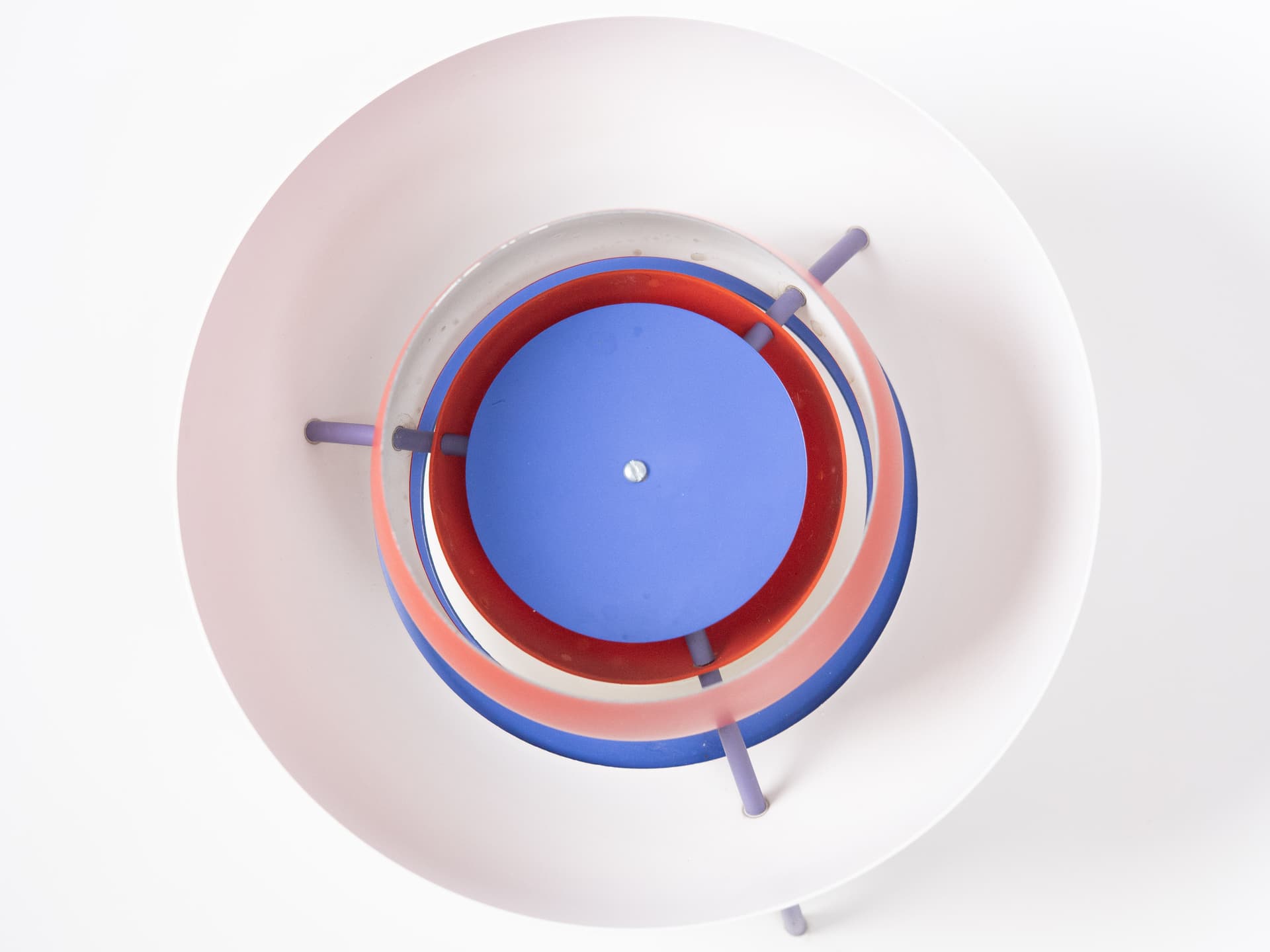 Pendant lamp PH 5, red aluminium, by P. Henningsen, Louis Poulsen, Denmark, 1980s. - 291395