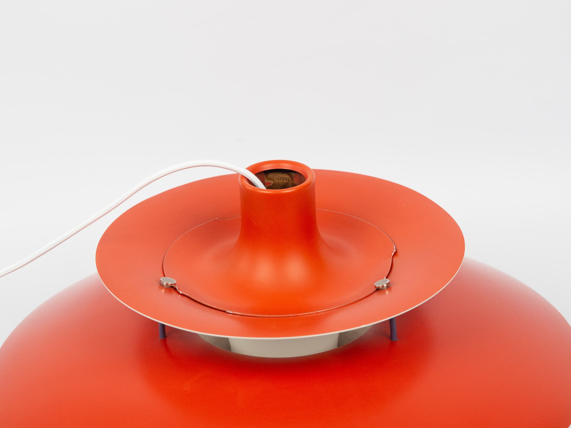 Pendant lamp PH 5, red aluminium, by P. Henningsen, Louis Poulsen, Denmark, 1980s. - 291390