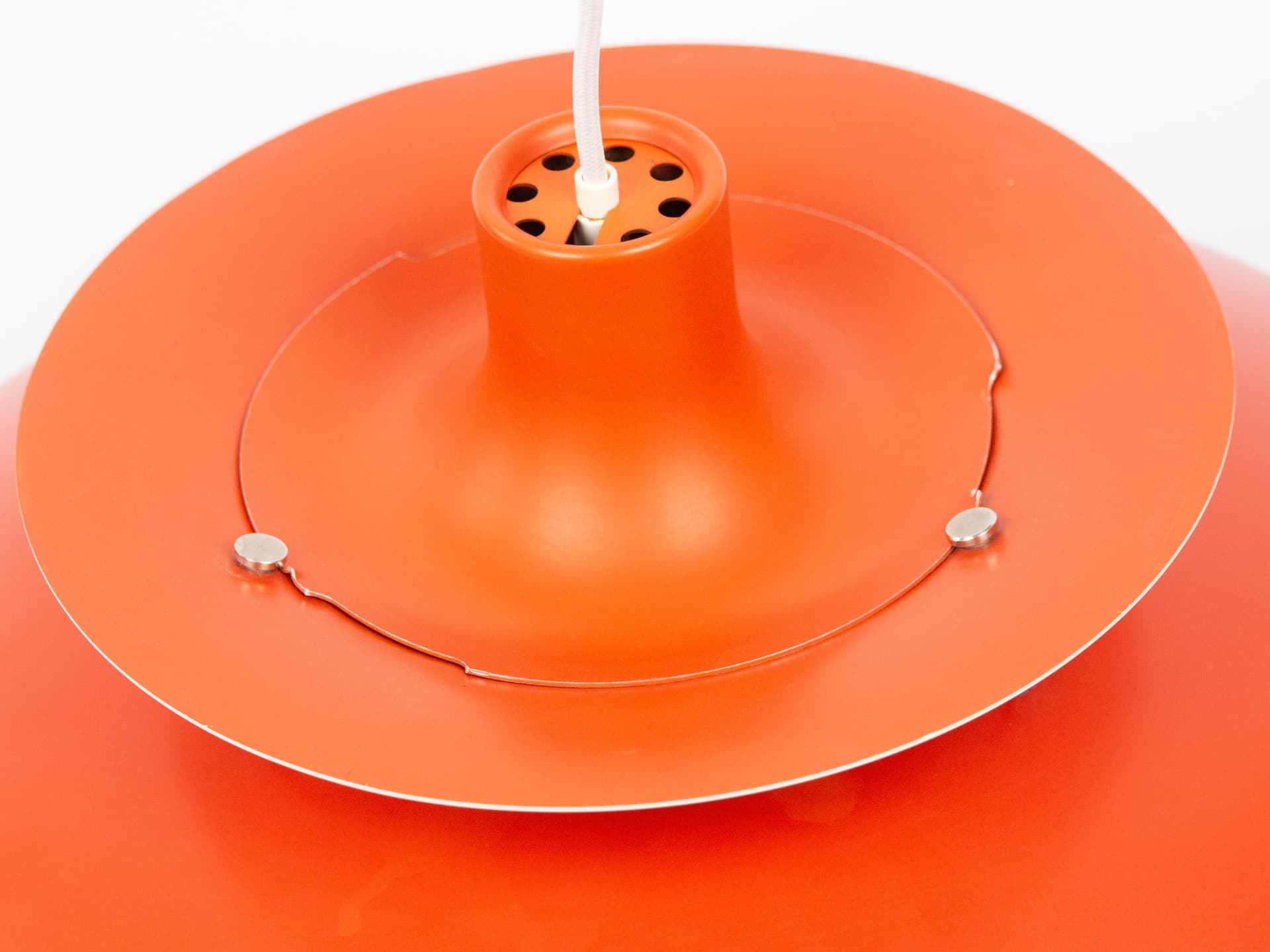 Pendant lamp PH 5, red aluminium, by P. Henningsen, Louis Poulsen, Denmark, 1980s. - 291396