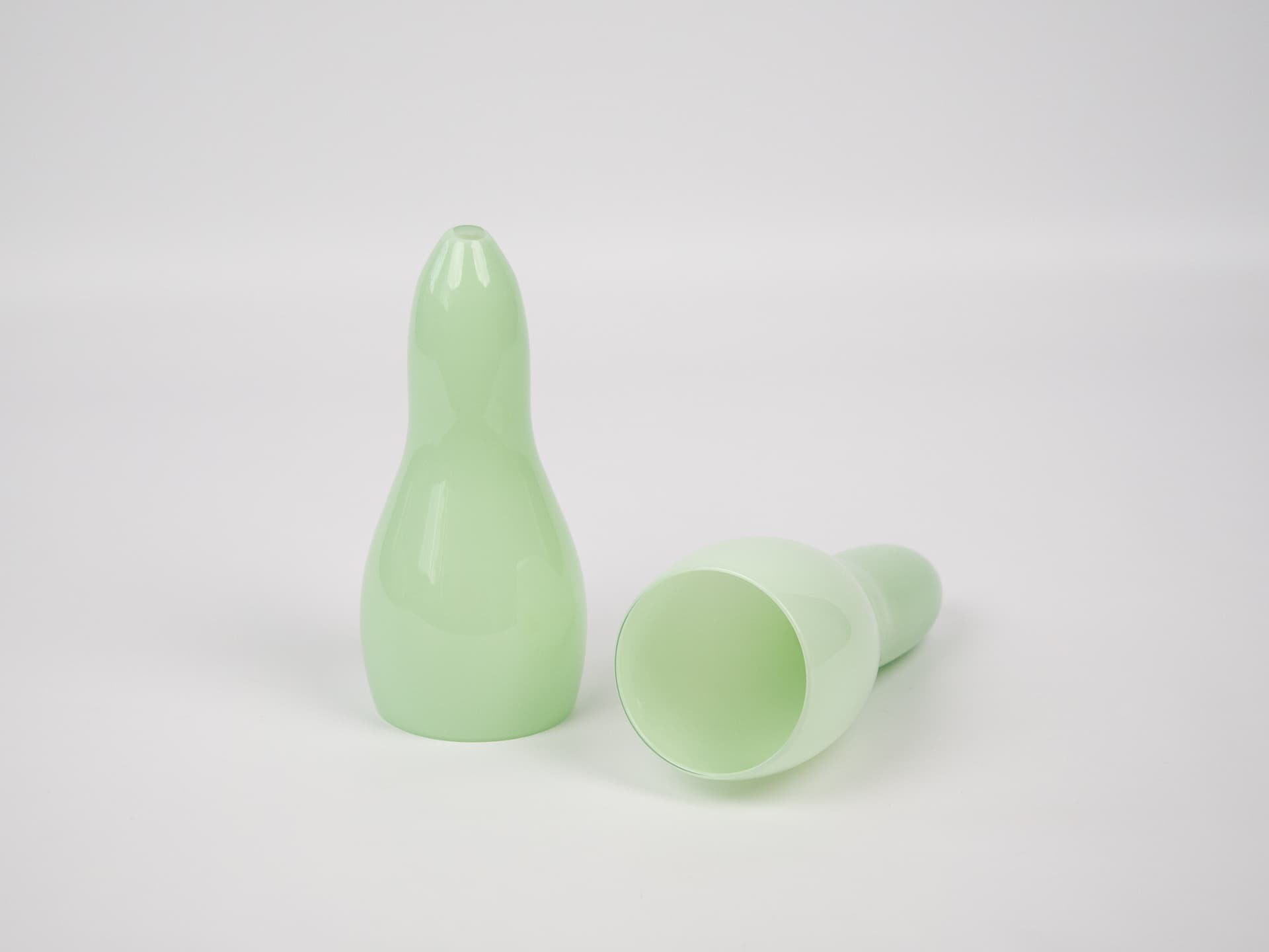 Pair of pendant lamps, mint, glass, Holmegaard, Denmark, 2000s. - 291410