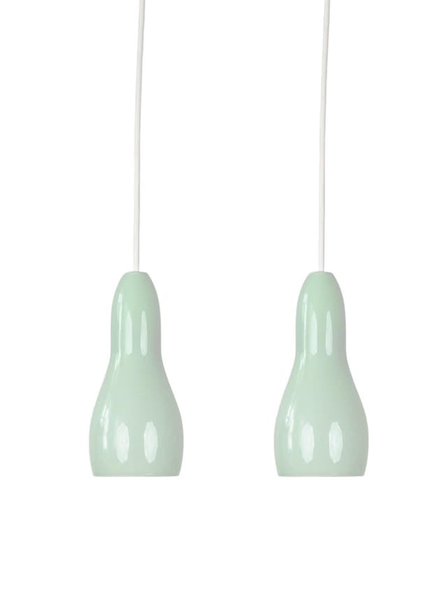 Pair of pendant lamps, mint, glass, Holmegaard, Denmark, 2000s. - DIMENSION