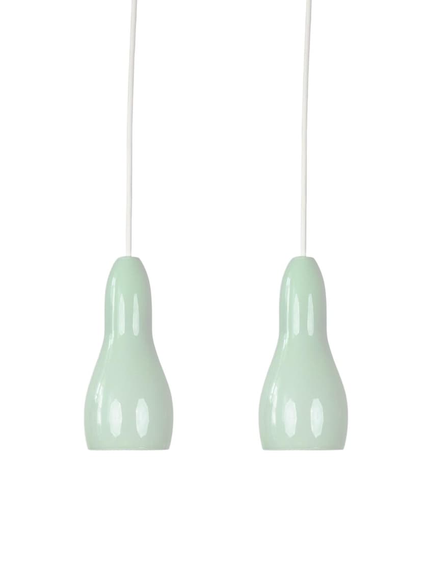 Pair of pendant lamps, mint, glass, Holmegaard, Denmark, 2000s.