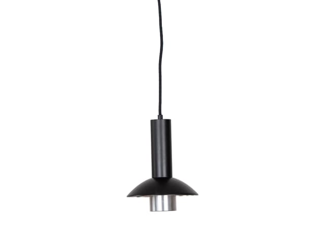 Pair of pendant lamps Louise, black metal, silver aluminum, Louis Poulsen, Denmark, 1970s. - DIMENSION