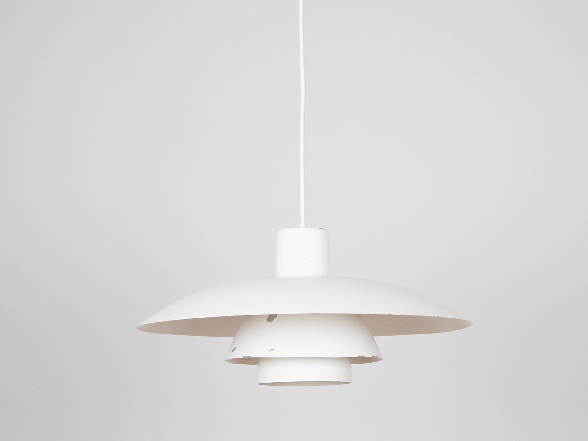Pendant lamp PH 4/3, white aluminum, by P. Henningsen, Louis Poulsen, Denmark, 1980s. - 291471