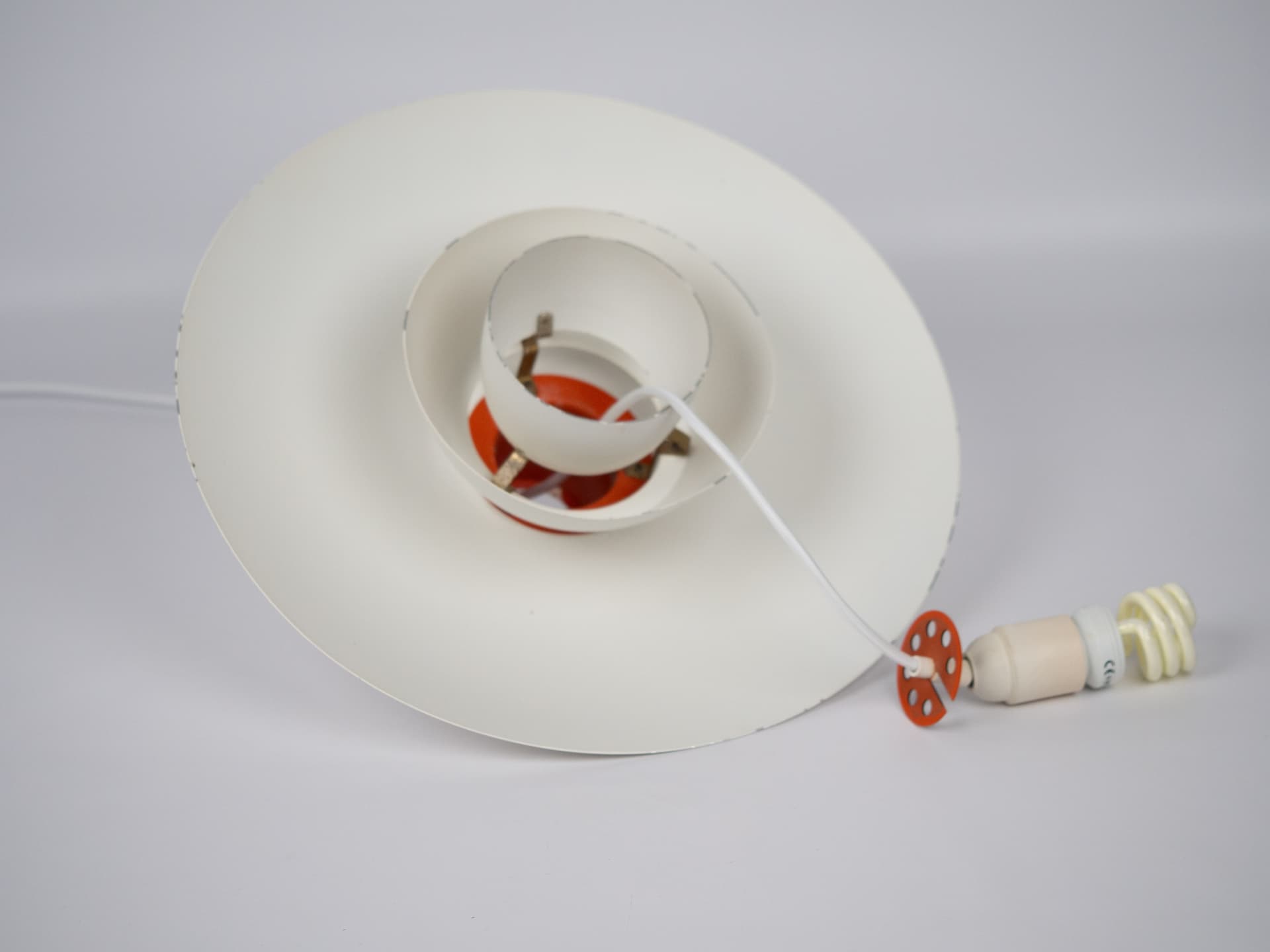 Pendant lamp PH 4/3, white aluminum, by P. Henningsen, Louis Poulsen, Denmark, 1980s. - 291478