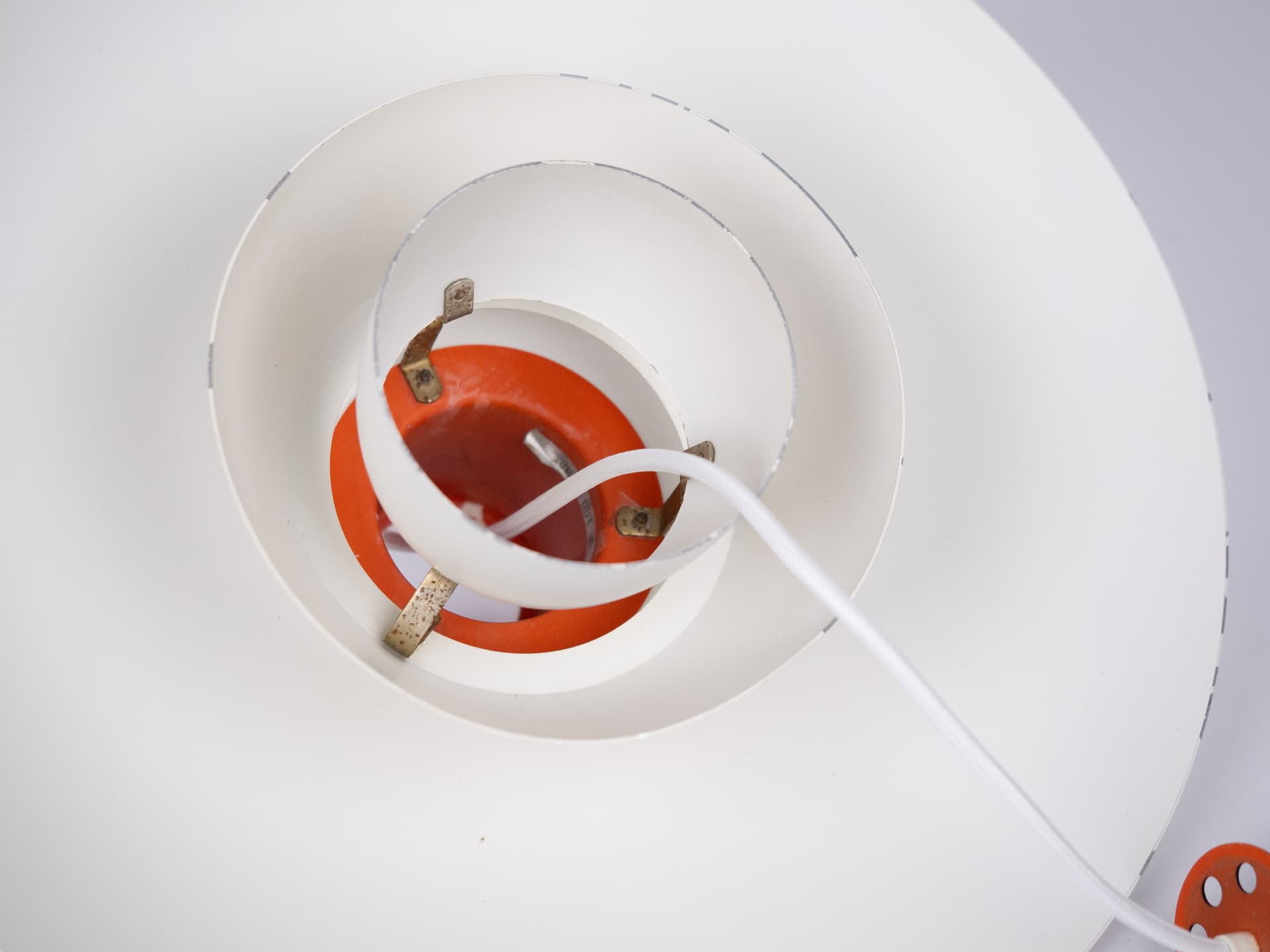 Pendant lamp PH 4/3, white aluminum, by P. Henningsen, Louis Poulsen, Denmark, 1980s. - 291480