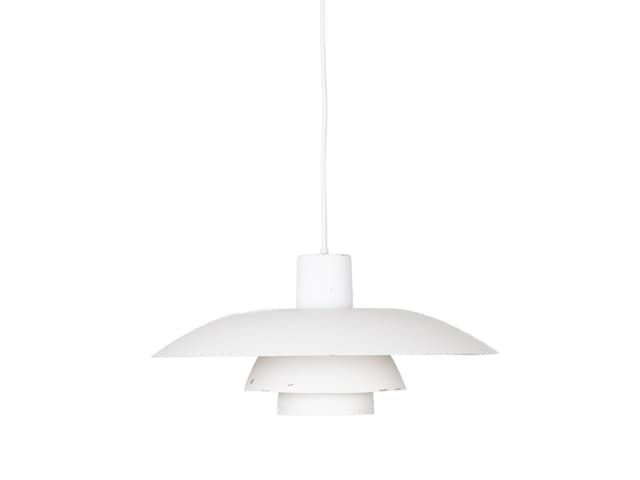 Pendant lamp PH 4/3, white aluminum, by P. Henningsen, Louis Poulsen, Denmark, 1980s. - DIMENSION