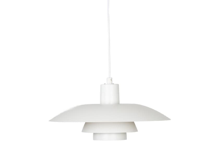 Pendant lamp PH 4/3, white aluminum, by P. Henningsen, Louis Poulsen, Denmark, 1980s.